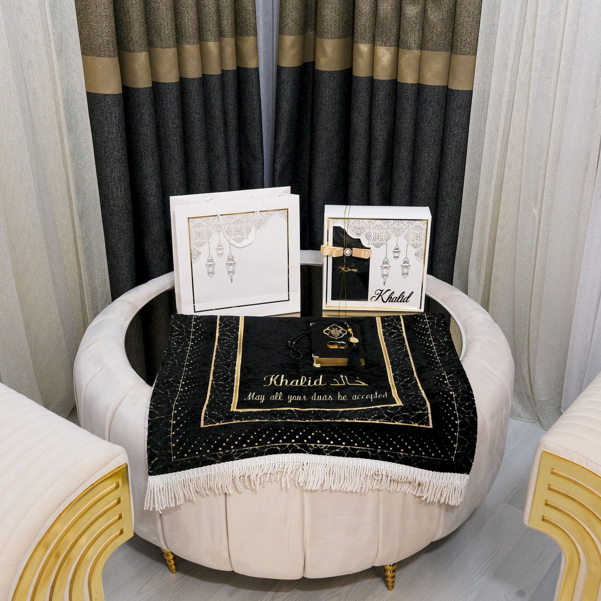Personalized Velvet Thick Prayer Mat Quran Tasbeeh Islamic Gift Set - Islamic Elite Favors is a handmade gift shop offering a wide variety of unique and personalized gifts for all occasions. Whether you're looking for the perfect Ramadan, Eid, Hajj, wedding gift or something special for a birthday, baby shower or anniversary, we have something for everyone. High quality, made with love.