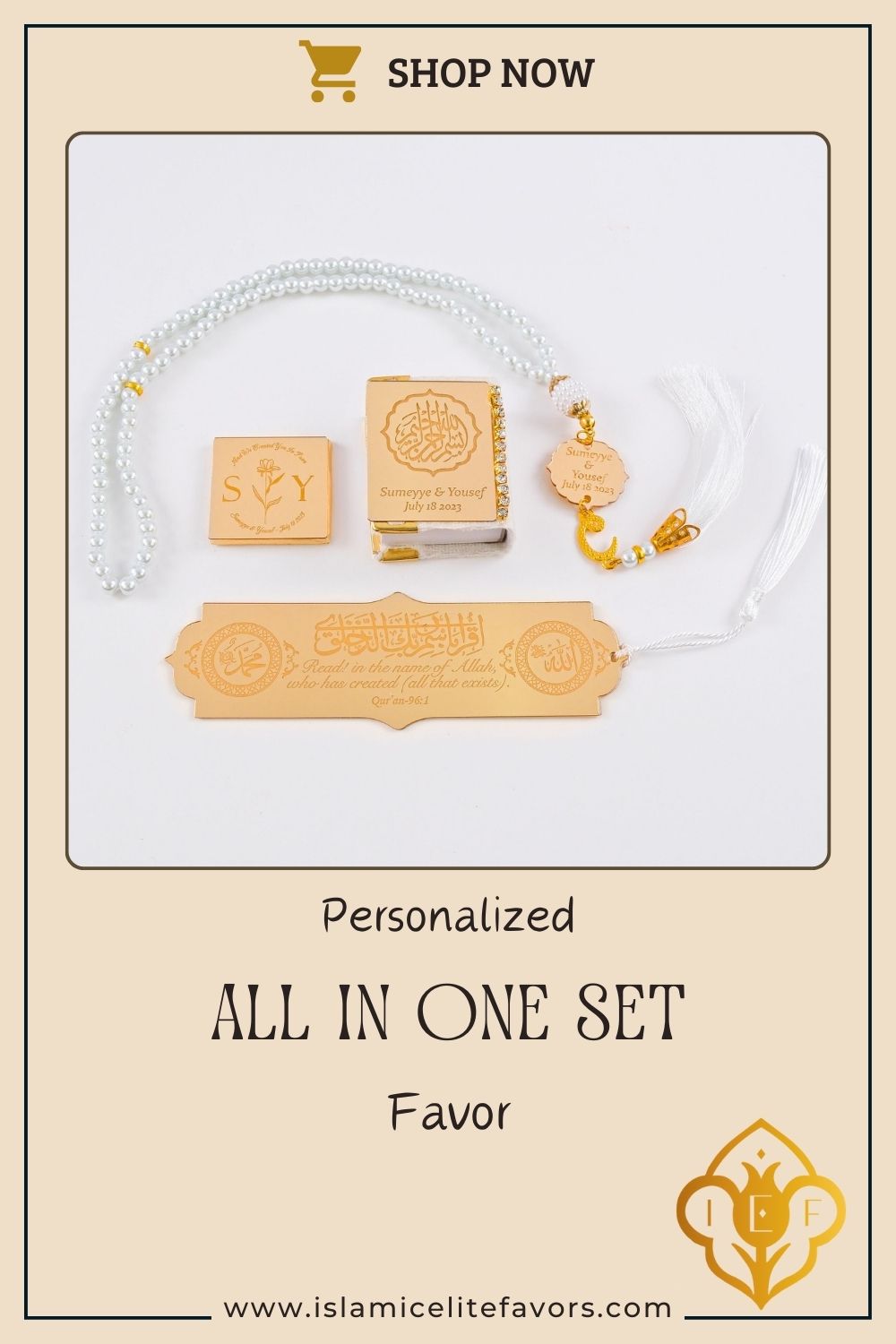 Personalized All in One Set Gift Wedding Baby Shower Eid Islam Muslim - Islamic Elite Favors is a handmade gift shop offering a wide variety of unique and personalized gifts for all occasions. Whether you're looking for the perfect Ramadan, Eid, Hajj, wedding gift or something special for a birthday, baby shower or anniversary, we have something for everyone. High quality, made with love.