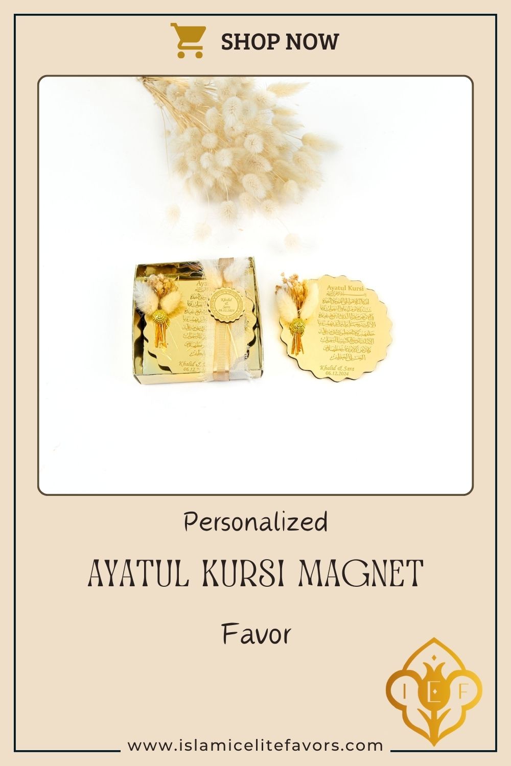 Personalized Ayatul Kursi Magnet Favor with Natural Dried Flower - Islamic Elite Favors is a handmade gift shop offering a wide variety of unique and personalized gifts for all occasions. Whether you're looking for the perfect Ramadan, Eid, Hajj, wedding gift or something special for a birthday, baby shower or anniversary, we have something for everyone. High quality, made with love.