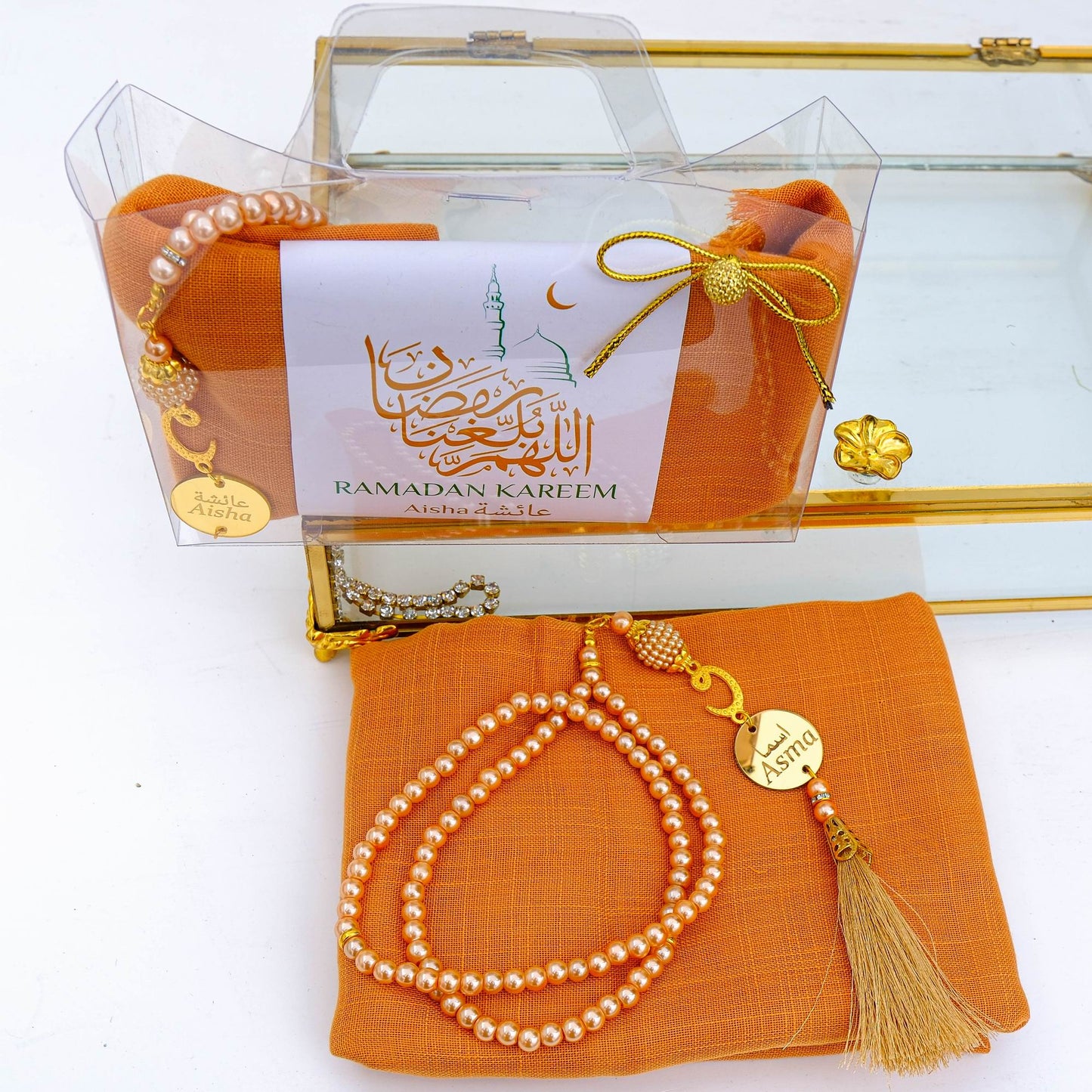Personalized Custom Head Scarf Pearl Prayer Beads Gift Set | Ramadan Eid Hajj Umrah Favors - Islamic Elite Favors is a handmade gift shop offering a wide variety of unique and personalized gifts for all occasions. Whether you're looking for the perfect Ramadan, Eid, Hajj, wedding gift or something special for a birthday, baby shower or anniversary, we have something for everyone. High quality, made with love.