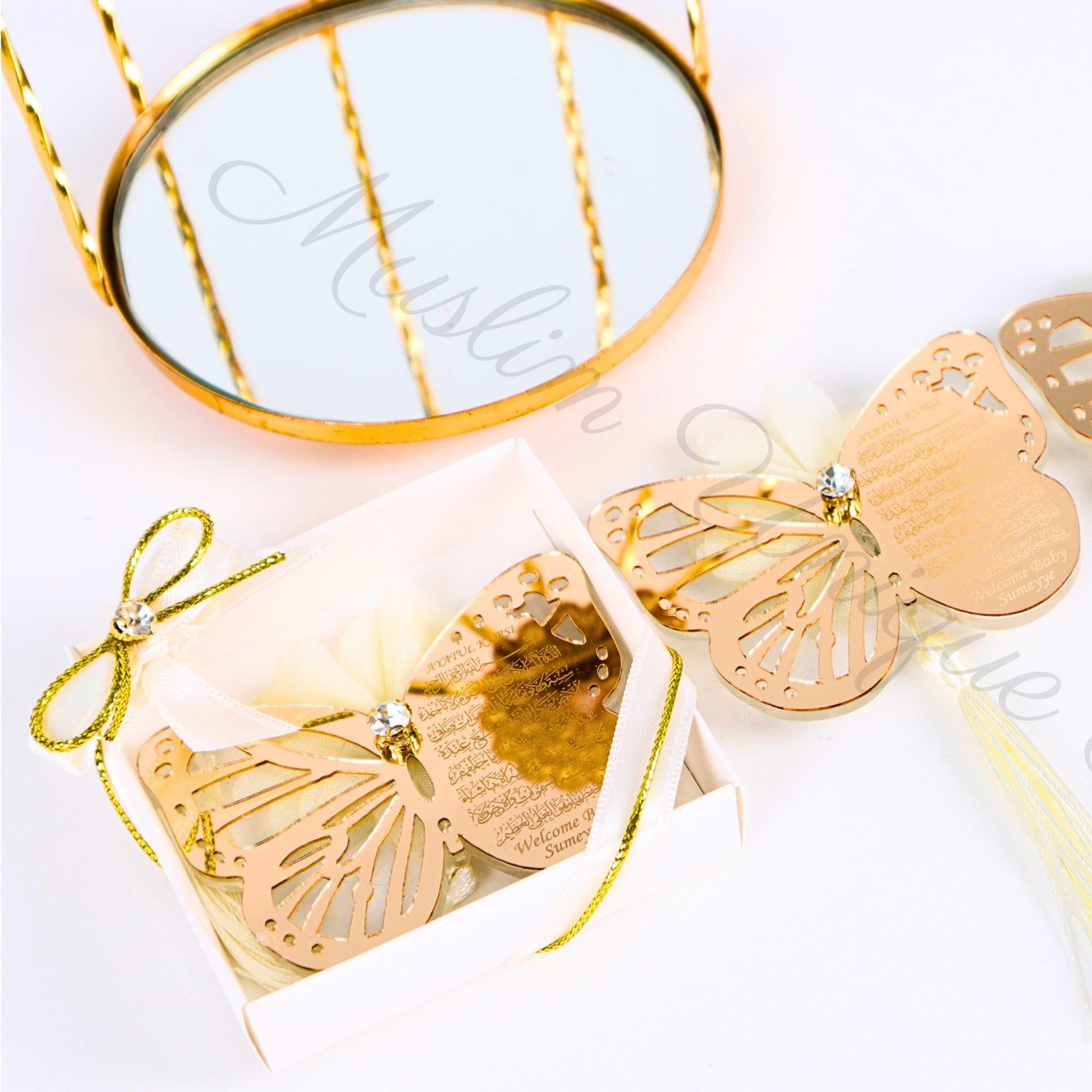 Personalized Baby Shower Favor Ayatul Kursi Magnet Butterfly Design - Islamic Elite Favors is a handmade gift shop offering a wide variety of unique and personalized gifts for all occasions. Whether you're looking for the perfect Ramadan, Eid, Hajj, wedding gift or something special for a birthday, baby shower or anniversary, we have something for everyone. High quality, made with love.