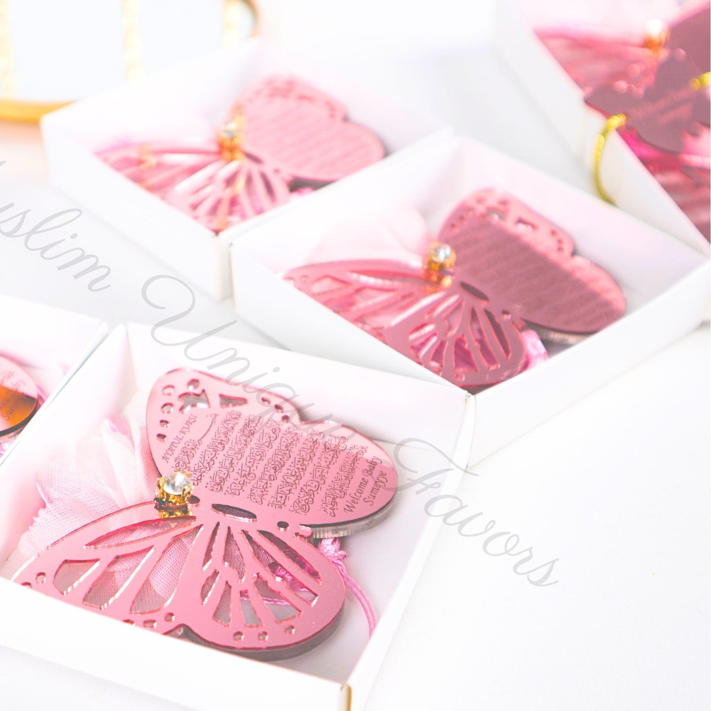 Personalized Baby Shower Favor Ayatul Kursi Magnet Butterfly Design - Islamic Elite Favors is a handmade gift shop offering a wide variety of unique and personalized gifts for all occasions. Whether you're looking for the perfect Ramadan, Eid, Hajj, wedding gift or something special for a birthday, baby shower or anniversary, we have something for everyone. High quality, made with love.
