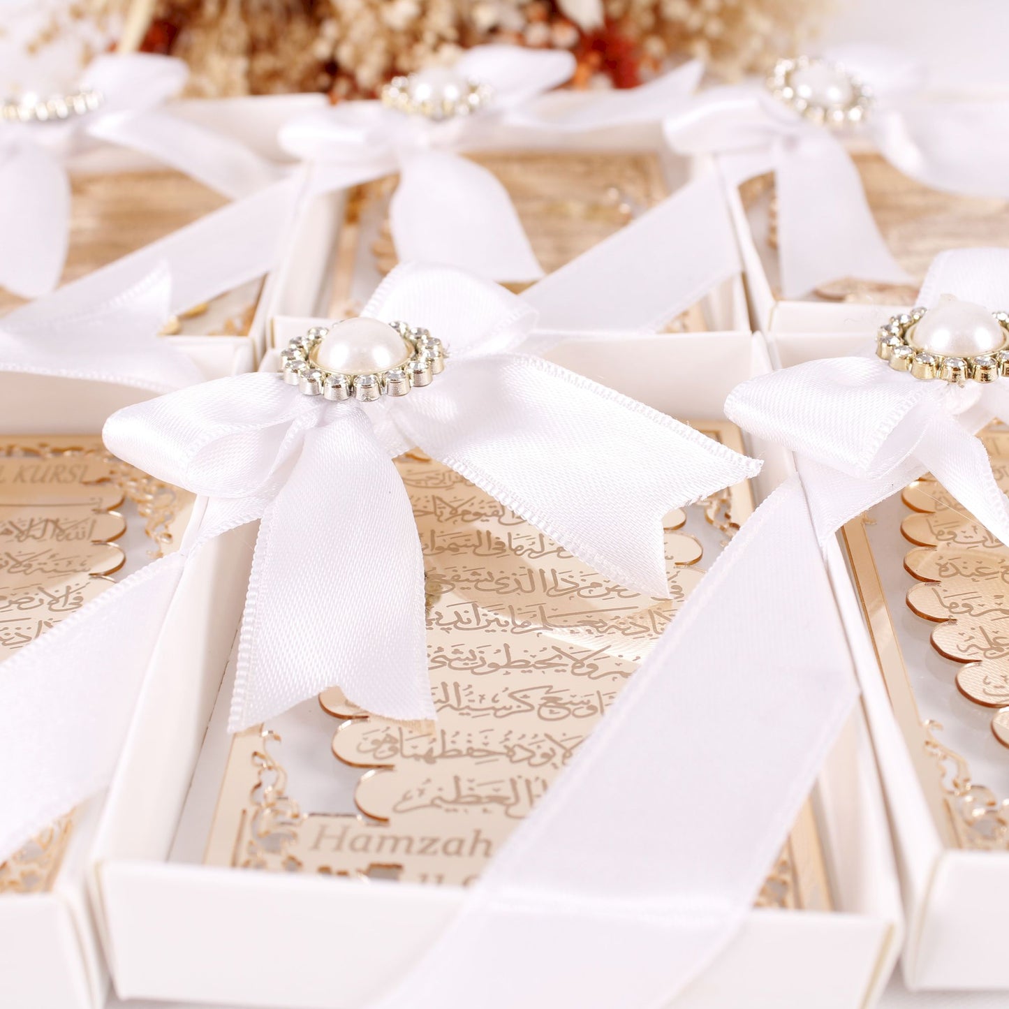 Personalized Wedding Favor Ayatul Kursi on Stand Gold Clear Mirrors - Islamic Elite Favors is a handmade gift shop offering a wide variety of unique and personalized gifts for all occasions. Whether you're looking for the perfect Ramadan, Eid, Hajj, wedding gift or something special for a birthday, baby shower or anniversary, we have something for everyone. High quality, made with love.