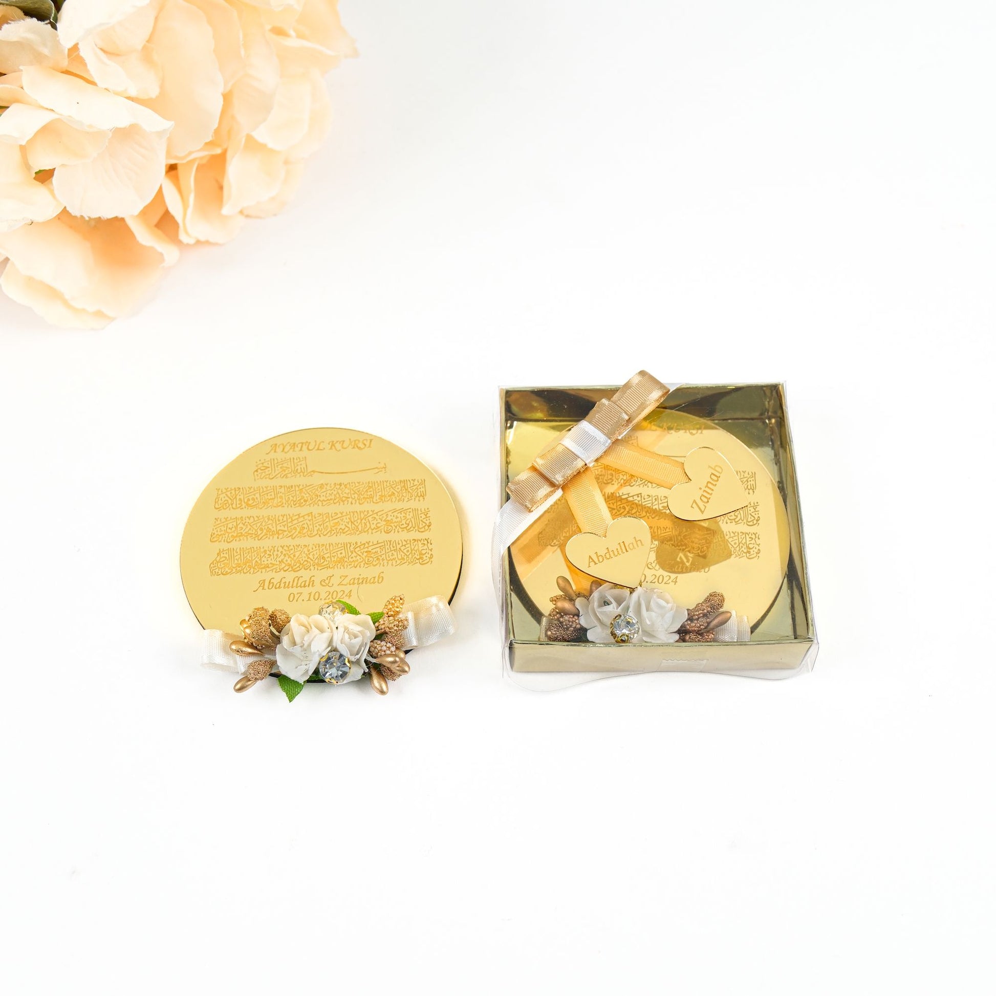 Personalized Ayatul Kursi Wedding Magnet Islamic Bridal Shower Favor - Islamic Elite Favors is a handmade gift shop offering a wide variety of unique and personalized gifts for all occasions. Whether you're looking for the perfect Ramadan, Eid, Hajj, wedding gift or something special for a birthday, baby shower or anniversary, we have something for everyone. High quality, made with love.