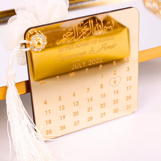 Personalized Wedding Favor Muslim Calendar Magnet Gold Acrylic Mirror - Islamic Elite Favors is a handmade gift shop offering a wide variety of unique and personalized gifts for all occasions. Whether you're looking for the perfect Ramadan, Eid, Hajj, wedding gift or something special for a birthday, baby shower or anniversary, we have something for everyone. High quality, made with love.