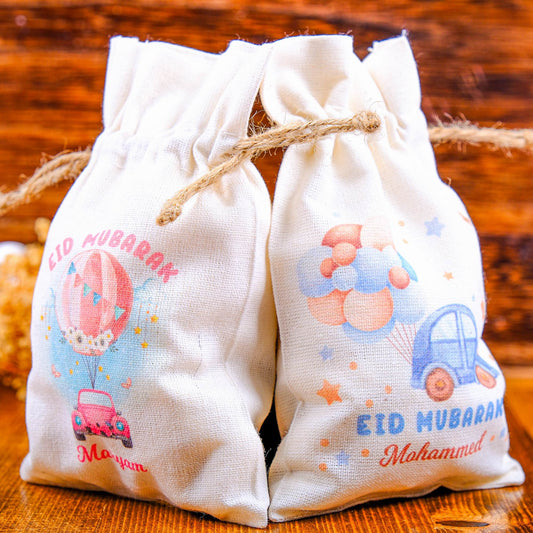 Personalized Eid Gift Bag for Kids, Custom Ramadan Favor Pouch, Cotton Treat Bag, Goodie Bag - Islamic Elite Favors is a handmade gift shop offering a wide variety of unique and personalized gifts for all occasions. Whether you're looking for the perfect Ramadan, Eid, Hajj, wedding gift or something special for a birthday, baby shower or anniversary, we have something for everyone. High quality, made with love.
