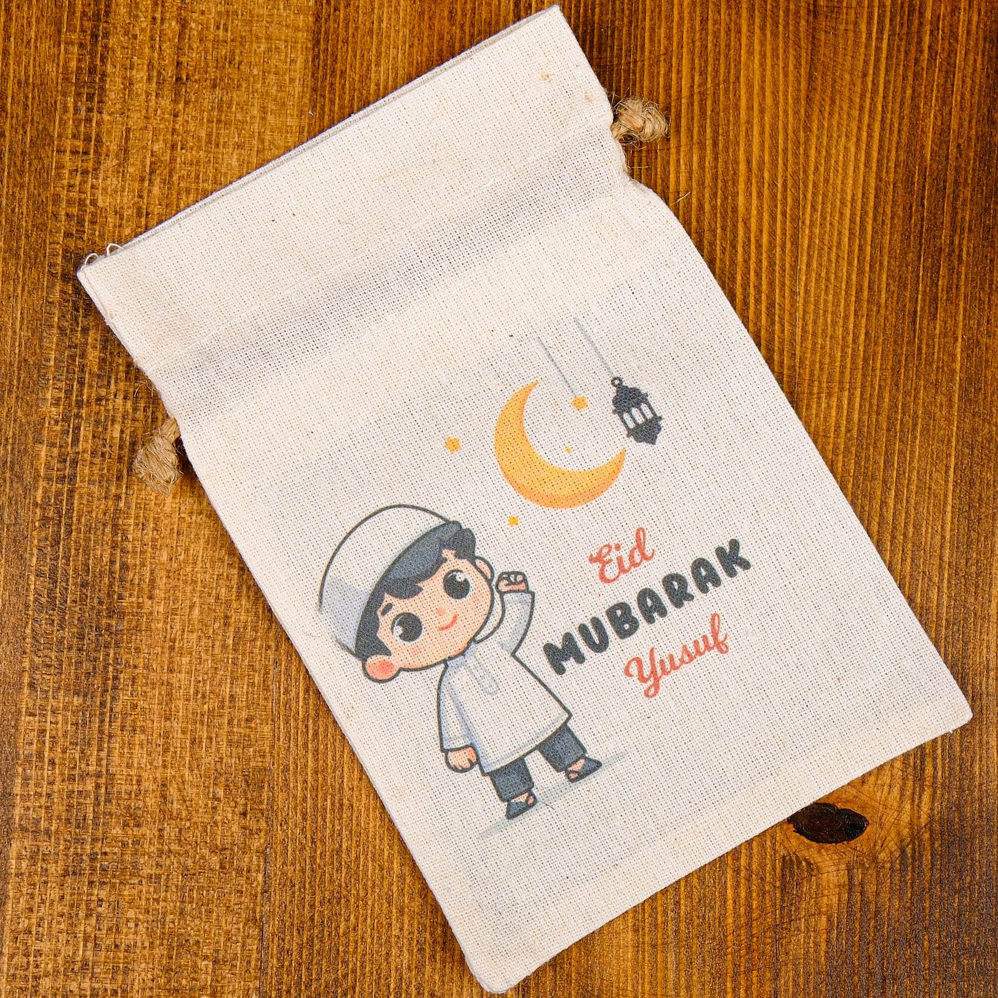 Personalized Eid Gift Bag for Kids, Custom Ramadan Favor Pouch, Cotton Treat Bag, Goodie Bag - Islamic Elite Favors is a handmade gift shop offering a wide variety of unique and personalized gifts for all occasions. Whether you're looking for the perfect Ramadan, Eid, Hajj, wedding gift or something special for a birthday, baby shower or anniversary, we have something for everyone. High quality, made with love.
