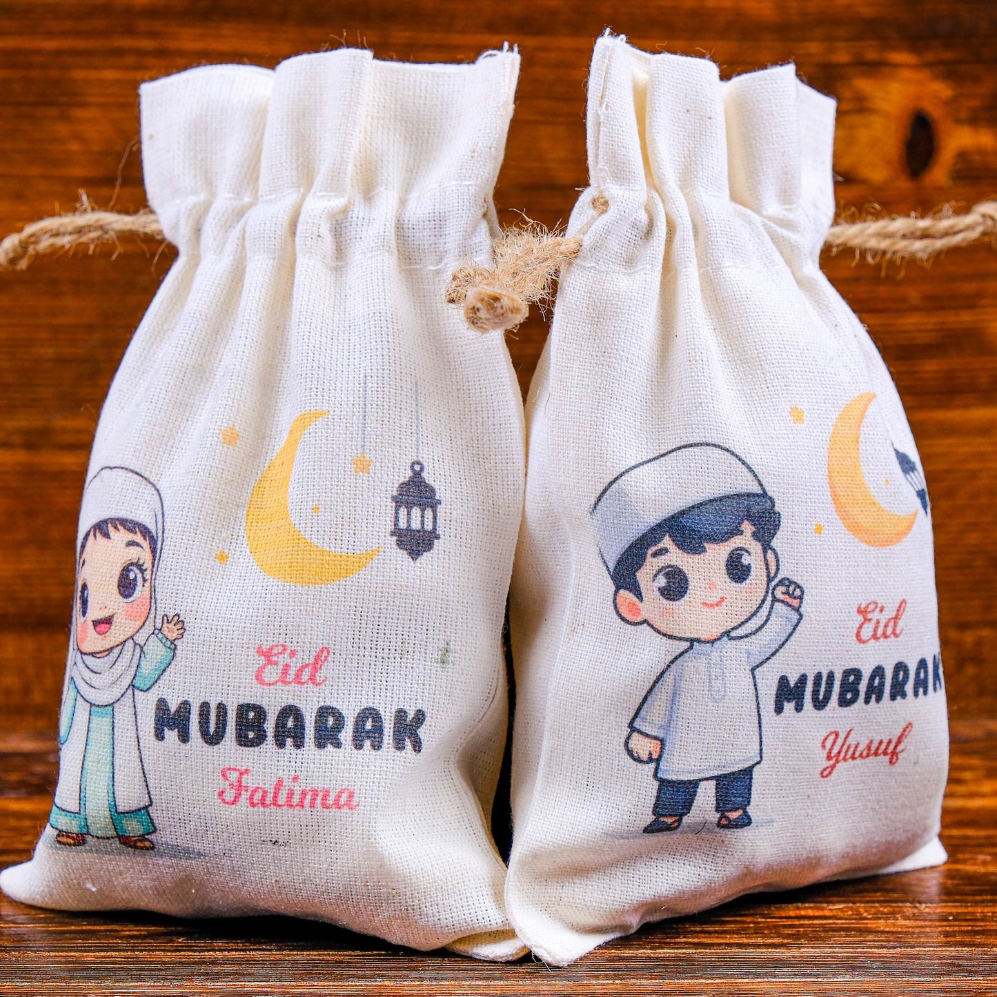 Personalized Eid Gift Bag for Kids, Custom Ramadan Favor Pouch, Cotton Treat Bag, Goodie Bag - Islamic Elite Favors is a handmade gift shop offering a wide variety of unique and personalized gifts for all occasions. Whether you're looking for the perfect Ramadan, Eid, Hajj, wedding gift or something special for a birthday, baby shower or anniversary, we have something for everyone. High quality, made with love.