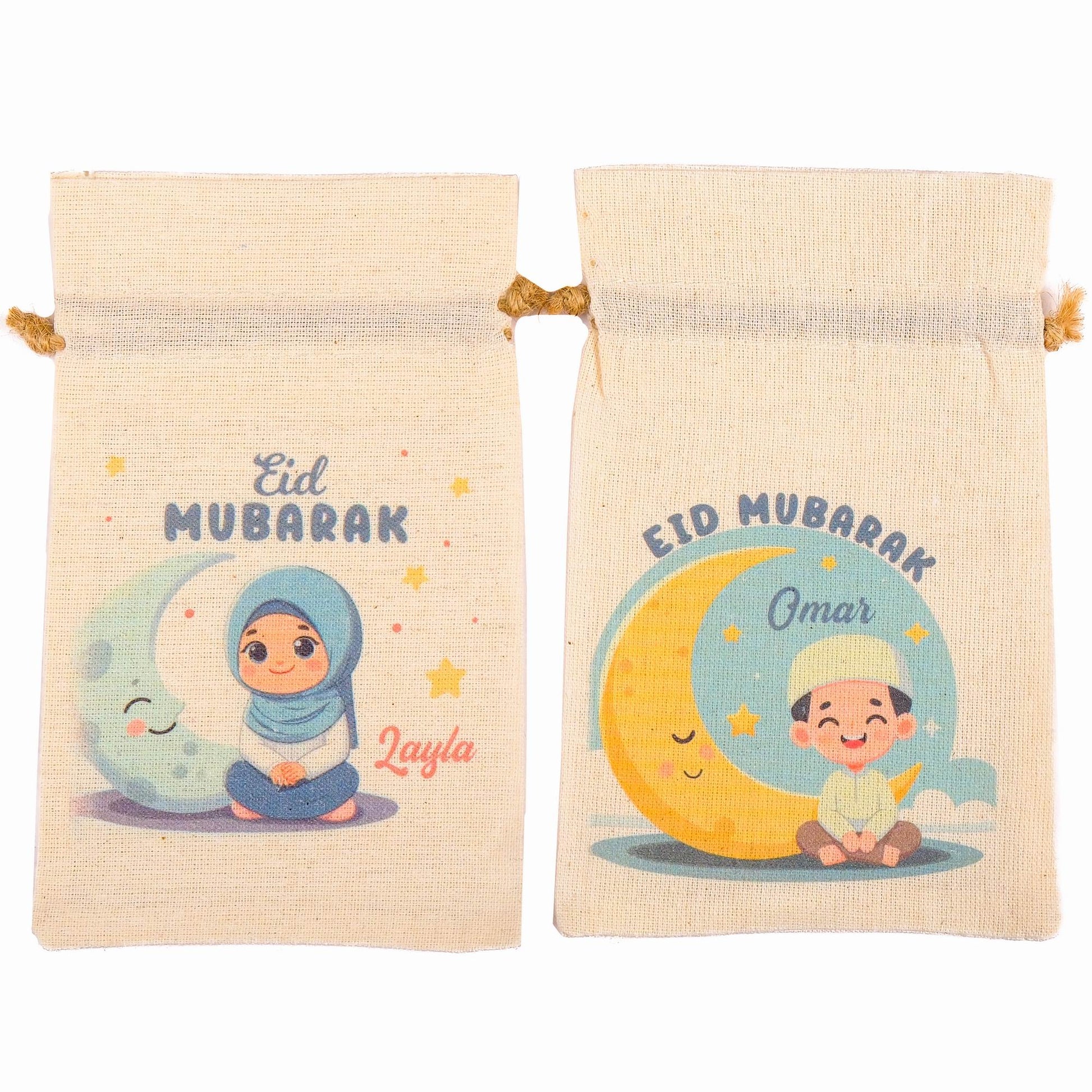 Personalized Eid Gift Bag for Kids, Custom Ramadan Favor Pouch, Cotton Treat Bag, Goodie Bag - Islamic Elite Favors is a handmade gift shop offering a wide variety of unique and personalized gifts for all occasions. Whether you're looking for the perfect Ramadan, Eid, Hajj, wedding gift or something special for a birthday, baby shower or anniversary, we have something for everyone. High quality, made with love.