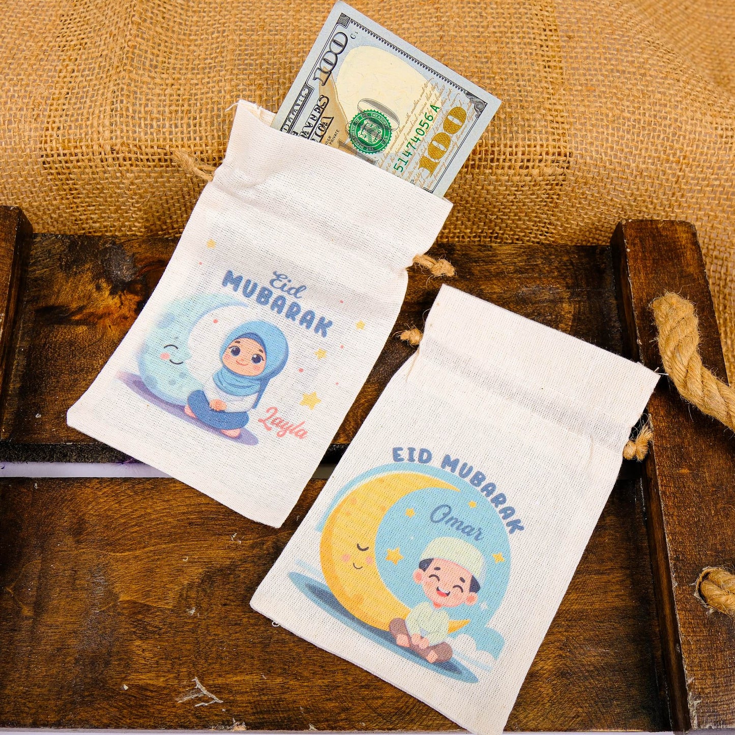 Personalized Eid Gift Bag for Kids, Custom Ramadan Favor Pouch, Cotton Treat Bag, Goodie Bag - Islamic Elite Favors is a handmade gift shop offering a wide variety of unique and personalized gifts for all occasions. Whether you're looking for the perfect Ramadan, Eid, Hajj, wedding gift or something special for a birthday, baby shower or anniversary, we have something for everyone. High quality, made with love.