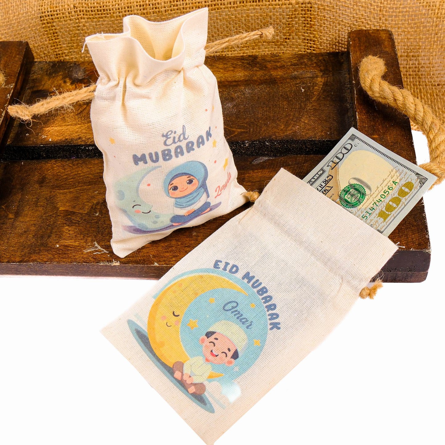 Personalized Eid Gift Bag for Kids, Custom Ramadan Favor Pouch, Cotton Treat Bag, Goodie Bag - Islamic Elite Favors is a handmade gift shop offering a wide variety of unique and personalized gifts for all occasions. Whether you're looking for the perfect Ramadan, Eid, Hajj, wedding gift or something special for a birthday, baby shower or anniversary, we have something for everyone. High quality, made with love.