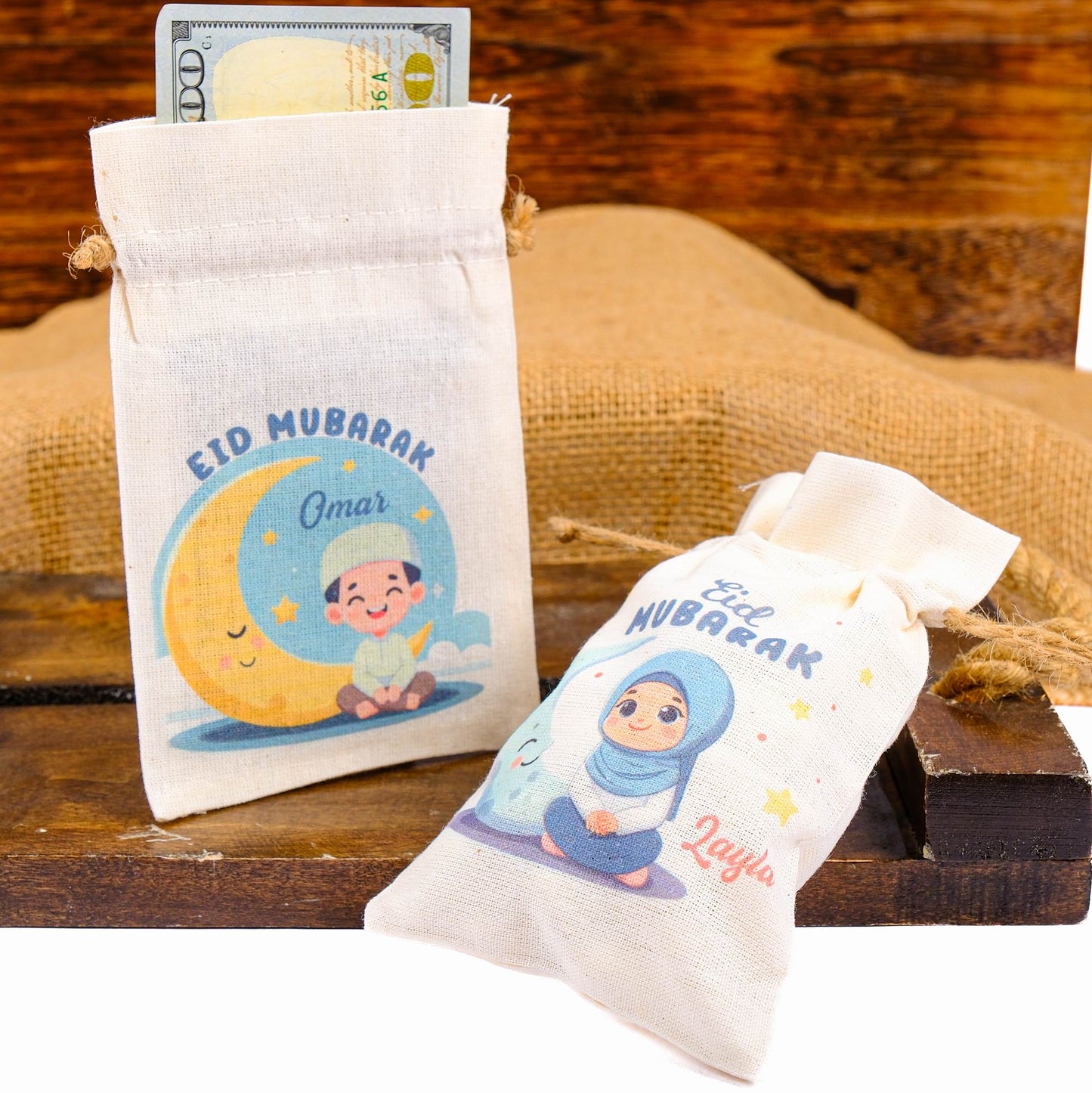 Personalized Eid Gift Bag for Kids, Custom Ramadan Favor Pouch, Cotton Treat Bag, Goodie Bag - Islamic Elite Favors is a handmade gift shop offering a wide variety of unique and personalized gifts for all occasions. Whether you're looking for the perfect Ramadan, Eid, Hajj, wedding gift or something special for a birthday, baby shower or anniversary, we have something for everyone. High quality, made with love.