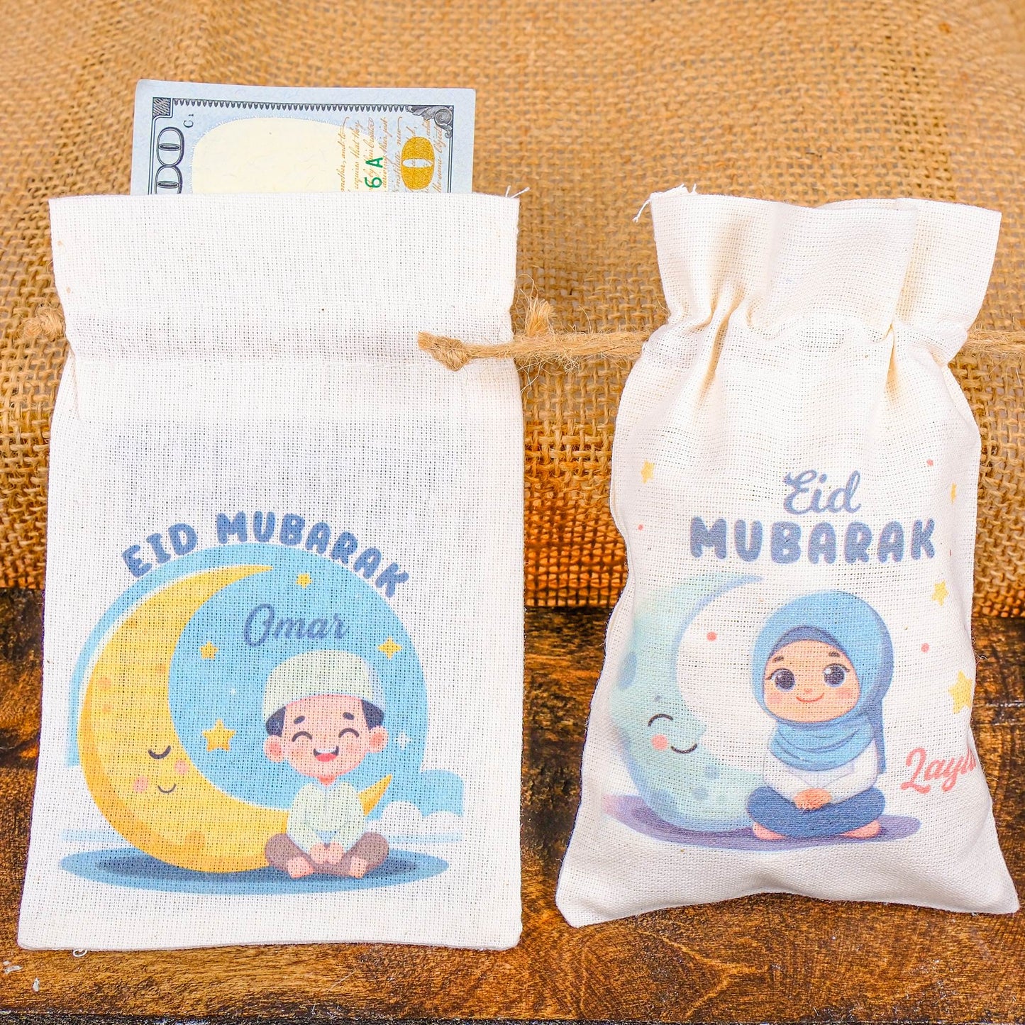 Personalized Eid Gift Bag for Kids, Custom Ramadan Favor Pouch, Cotton Treat Bag, Goodie Bag - Islamic Elite Favors is a handmade gift shop offering a wide variety of unique and personalized gifts for all occasions. Whether you're looking for the perfect Ramadan, Eid, Hajj, wedding gift or something special for a birthday, baby shower or anniversary, we have something for everyone. High quality, made with love.