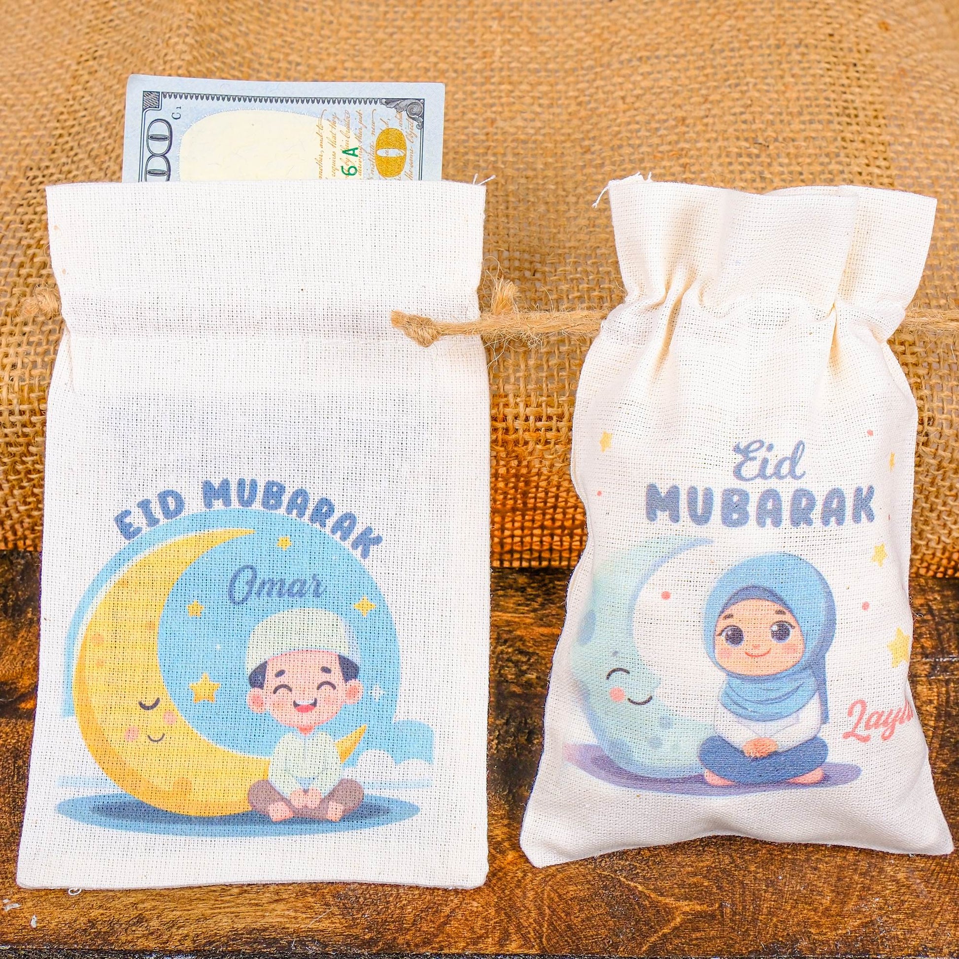 Personalized Eid Gift Bag for Kids, Custom Ramadan Favor Pouch, Cotton Treat Bag, Goodie Bag - Islamic Elite Favors is a handmade gift shop offering a wide variety of unique and personalized gifts for all occasions. Whether you're looking for the perfect Ramadan, Eid, Hajj, wedding gift or something special for a birthday, baby shower or anniversary, we have something for everyone. High quality, made with love.