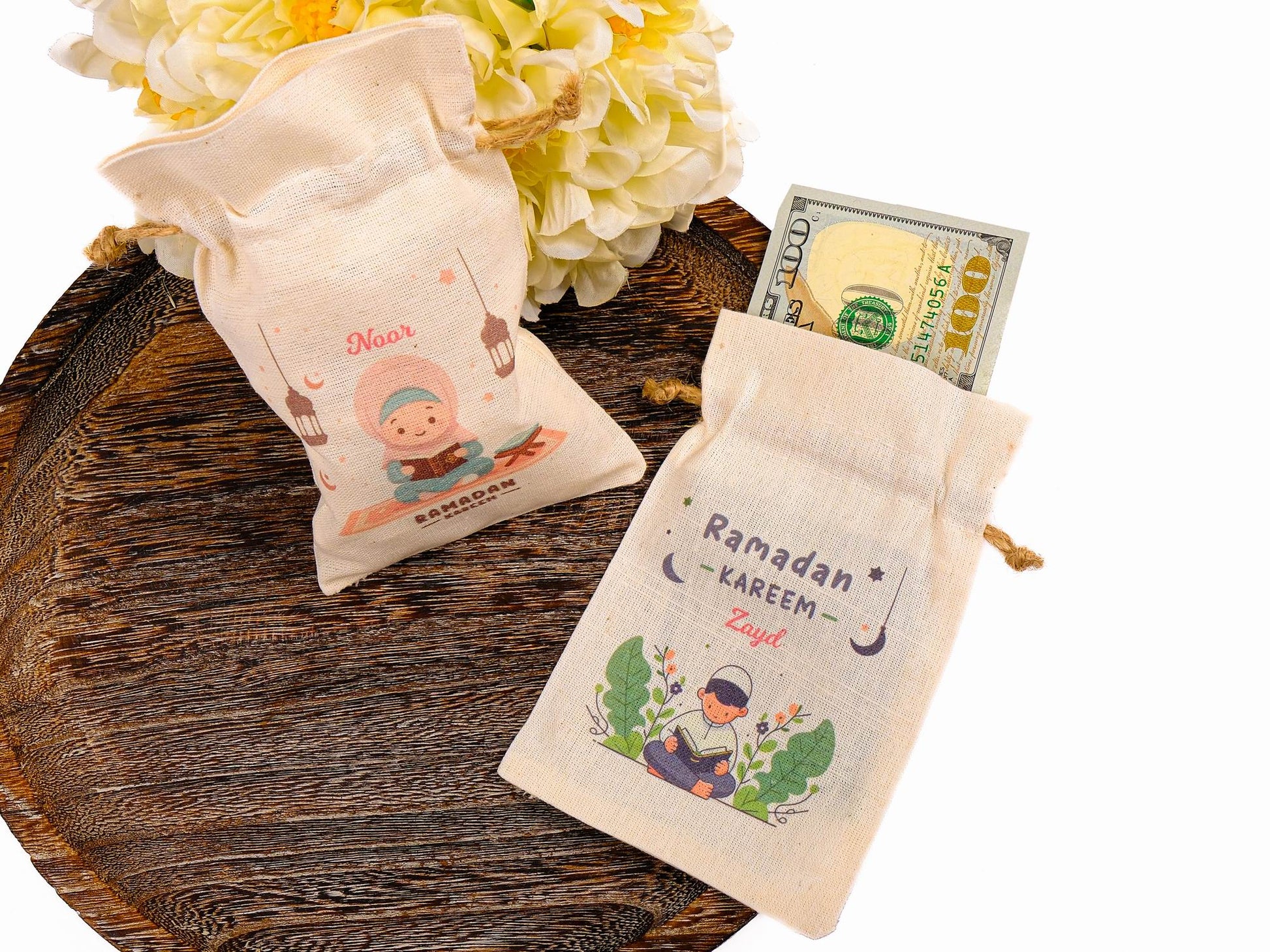 Personalized Eid Gift Bag for Kids, Custom Ramadan Favor Pouch, Cotton Treat Bag, Goodie Bag - Islamic Elite Favors is a handmade gift shop offering a wide variety of unique and personalized gifts for all occasions. Whether you're looking for the perfect Ramadan, Eid, Hajj, wedding gift or something special for a birthday, baby shower or anniversary, we have something for everyone. High quality, made with love.