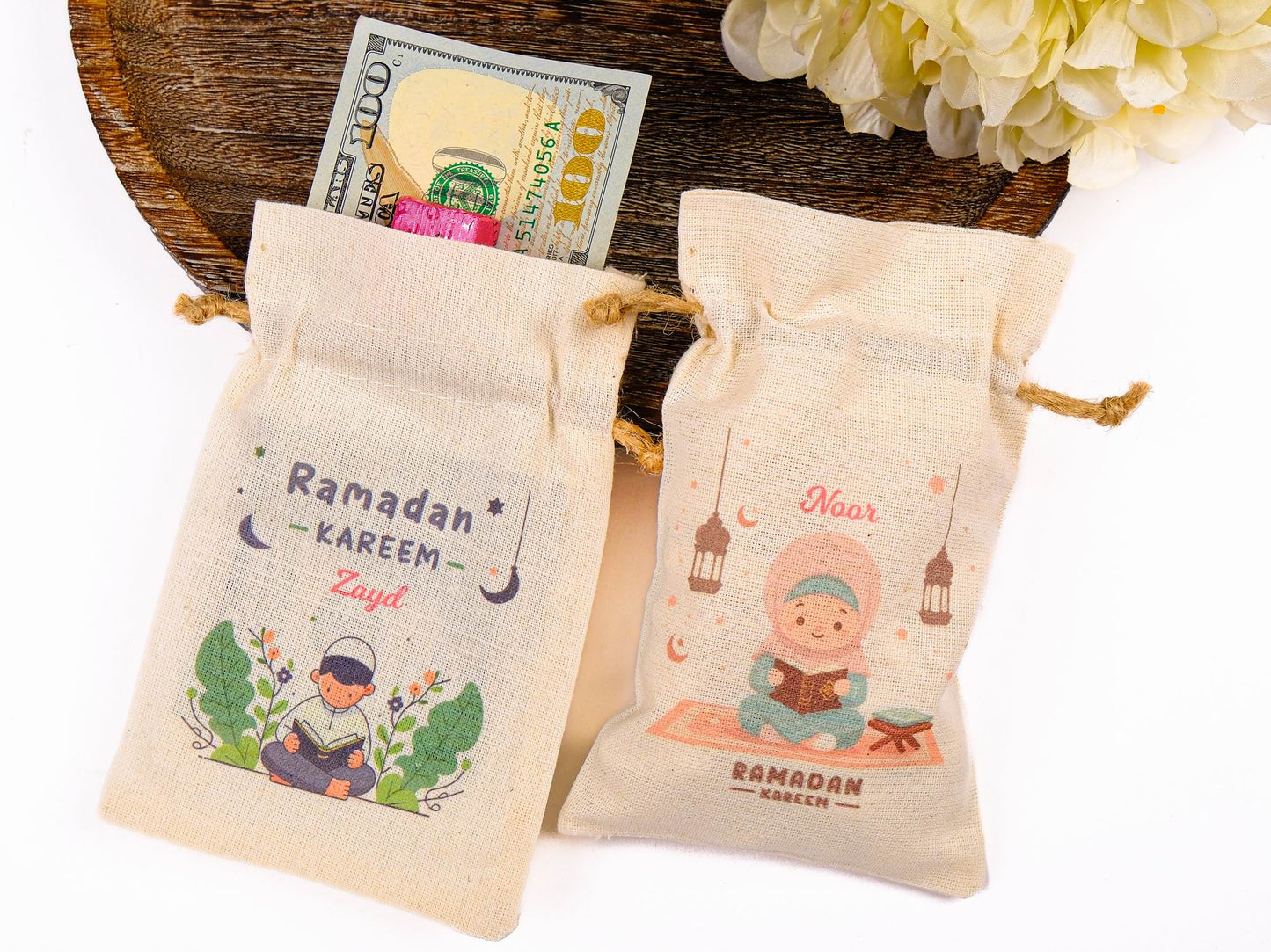 Personalized Eid Gift Bag for Kids, Custom Ramadan Favor Pouch, Cotton Treat Bag, Goodie Bag - Islamic Elite Favors is a handmade gift shop offering a wide variety of unique and personalized gifts for all occasions. Whether you're looking for the perfect Ramadan, Eid, Hajj, wedding gift or something special for a birthday, baby shower or anniversary, we have something for everyone. High quality, made with love.