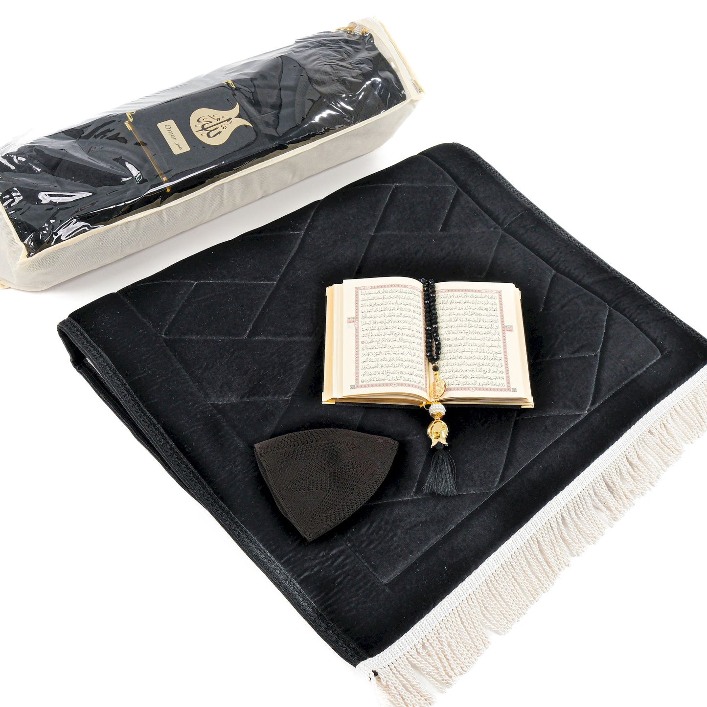 Padded Thick Prayer Mat Quran Tasbeeh Kufi Islamic Muslim Gift Set - Islamic Elite Favors is a handmade gift shop offering a wide variety of unique and personalized gifts for all occasions. Whether you're looking for the perfect Ramadan, Eid, Hajj, wedding gift or something special for a birthday, baby shower or anniversary, we have something for everyone. High quality, made with love.