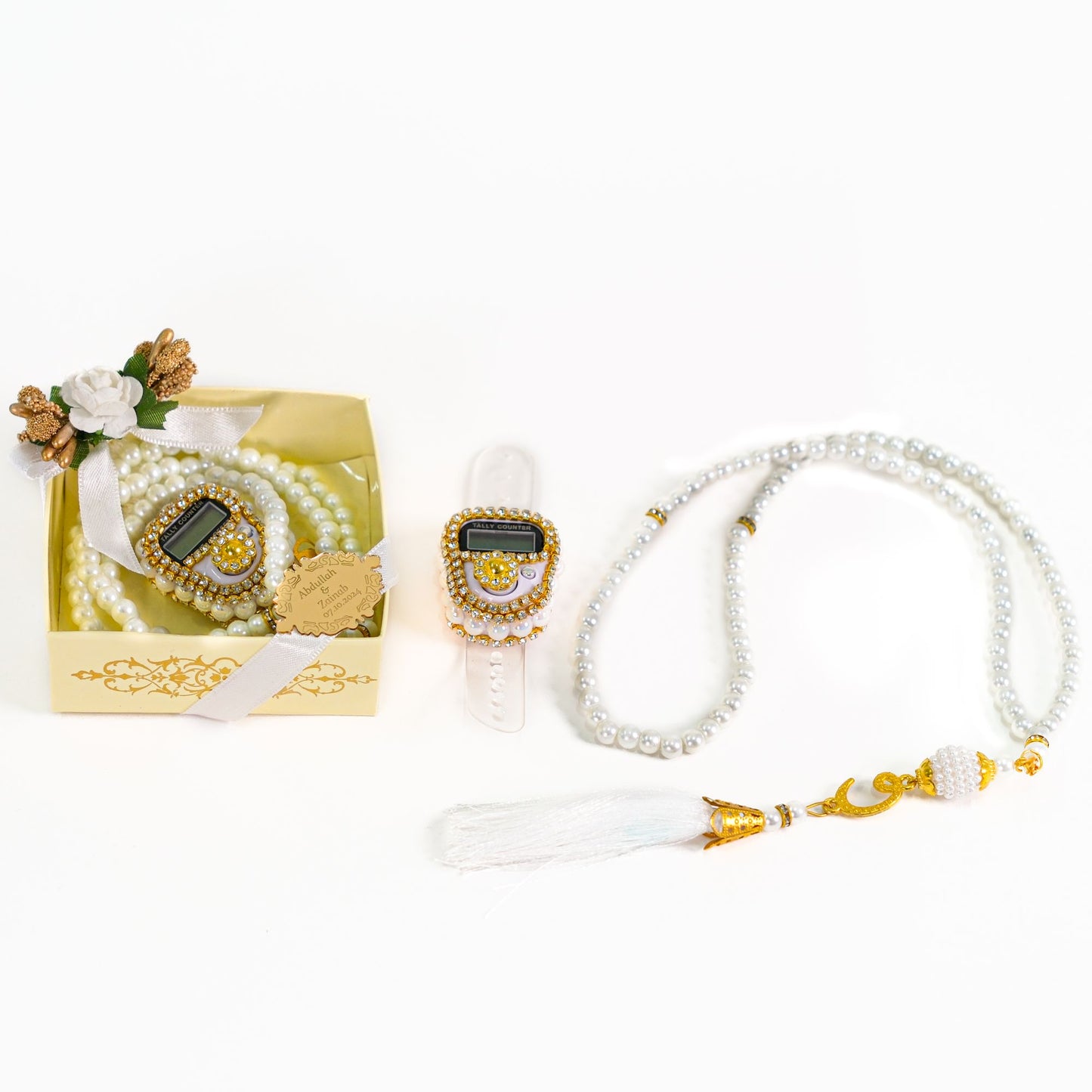 Personalized Dhikr Counter Pearl Prayer Beads Islamic Wedding Favor - Islamic Elite Favors is a handmade gift shop offering a wide variety of unique and personalized gifts for all occasions. Whether you're looking for the perfect Ramadan, Eid, Hajj, wedding gift or something special for a birthday, baby shower or anniversary, we have something for everyone. High quality, made with love.