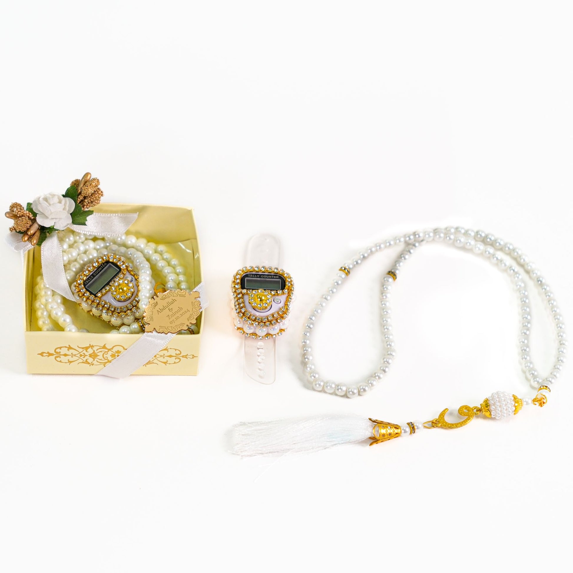 Personalized Dhikr Counter Pearl Prayer Beads Islamic Wedding Favor - Islamic Elite Favors is a handmade gift shop offering a wide variety of unique and personalized gifts for all occasions. Whether you're looking for the perfect Ramadan, Eid, Hajj, wedding gift or something special for a birthday, baby shower or anniversary, we have something for everyone. High quality, made with love.
