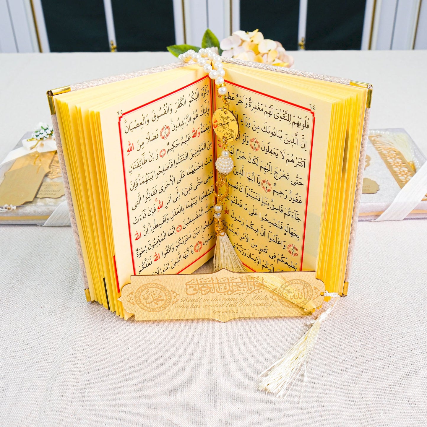Personalized Velvet Dua Book Bookmark Tasbeeh Muslim Wedding Gift Set - Islamic Elite Favors is a handmade gift shop offering a wide variety of unique and personalized gifts for all occasions. Whether you're looking for the perfect Ramadan, Eid, Hajj, wedding gift or something special for a birthday, baby shower or anniversary, we have something for everyone. High quality, made with love.