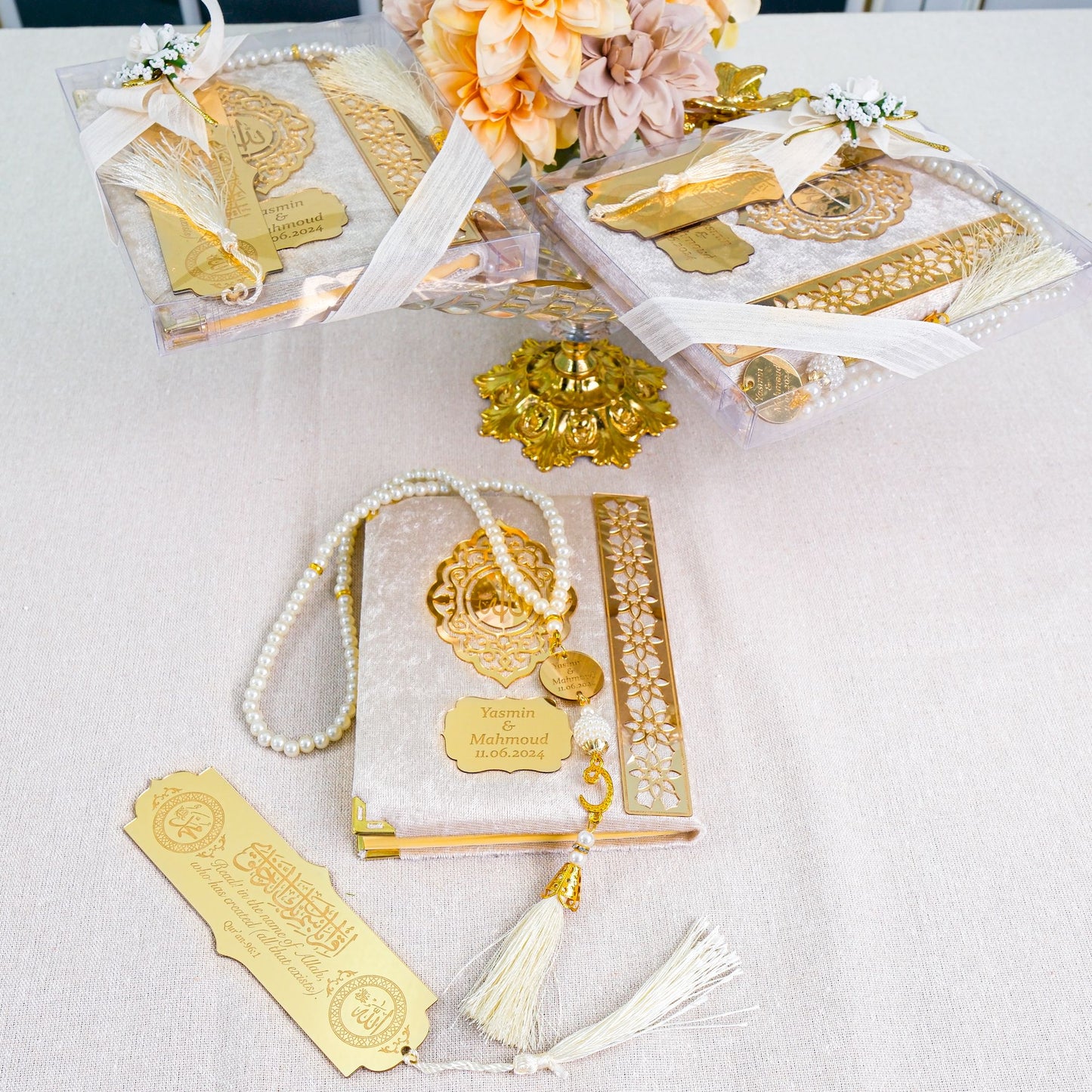 Personalized Velvet Dua Book Bookmark Tasbeeh Muslim Wedding Gift Set - Islamic Elite Favors is a handmade gift shop offering a wide variety of unique and personalized gifts for all occasions. Whether you're looking for the perfect Ramadan, Eid, Hajj, wedding gift or something special for a birthday, baby shower or anniversary, we have something for everyone. High quality, made with love.