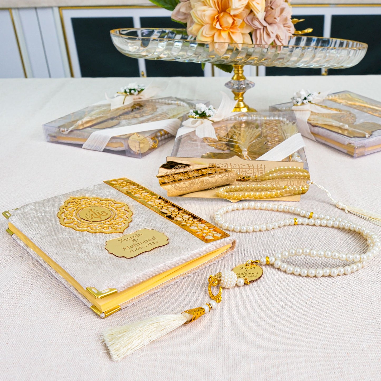 Personalized Velvet Dua Book Bookmark Tasbeeh Muslim Wedding Gift Set - Islamic Elite Favors is a handmade gift shop offering a wide variety of unique and personalized gifts for all occasions. Whether you're looking for the perfect Ramadan, Eid, Hajj, wedding gift or something special for a birthday, baby shower or anniversary, we have something for everyone. High quality, made with love.