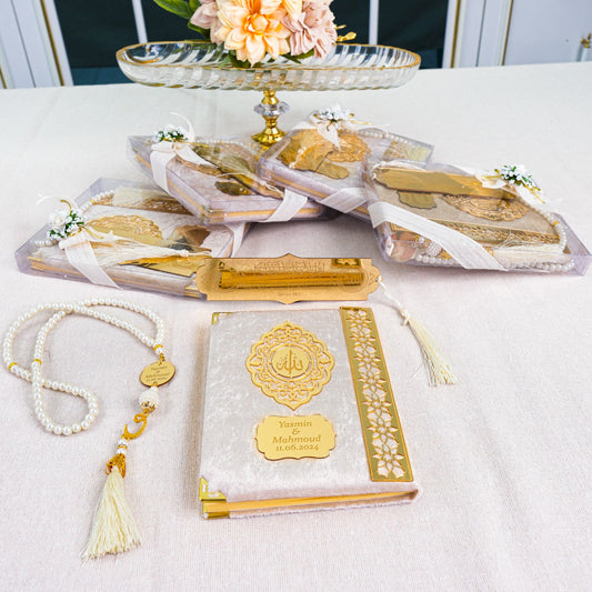 Personalized Velvet Dua Book Bookmark Tasbeeh Muslim Wedding Gift Set - Islamic Elite Favors is a handmade gift shop offering a wide variety of unique and personalized gifts for all occasions. Whether you're looking for the perfect Ramadan, Eid, Hajj, wedding gift or something special for a birthday, baby shower or anniversary, we have something for everyone. High quality, made with love.
