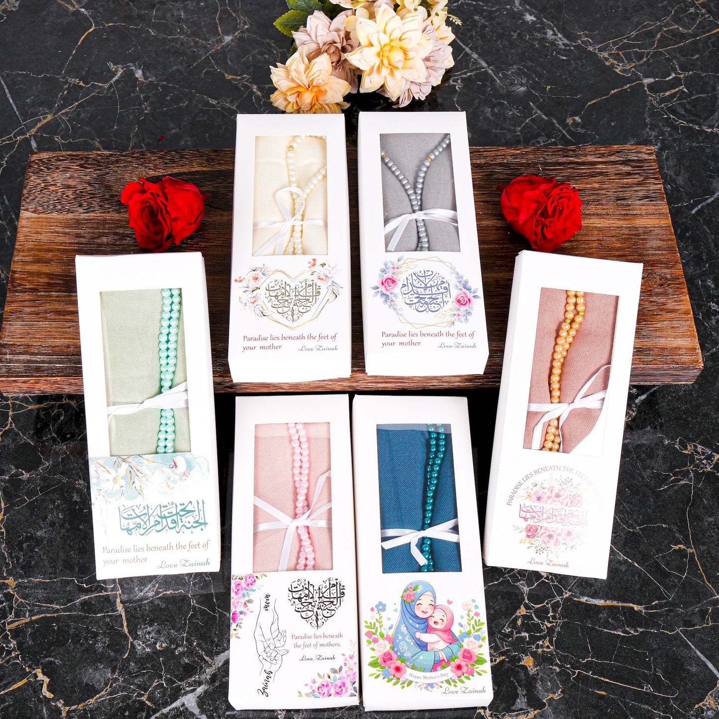 Personalized Pashmina Shawl Scarf Tasbeeh Mother's Day Gift Set - Islamic Elite Favors is a handmade gift shop offering a wide variety of unique and personalized gifts for all occasions. Whether you're looking for the perfect Ramadan, Eid, Hajj, wedding gift or something special for a birthday, baby shower or anniversary, we have something for everyone. High quality, made with love.