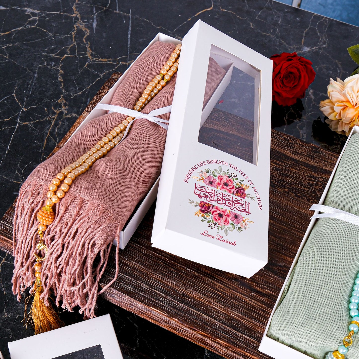 Personalized Pashmina Shawl Scarf Tasbeeh Mother's Day Gift Set - Islamic Elite Favors is a handmade gift shop offering a wide variety of unique and personalized gifts for all occasions. Whether you're looking for the perfect Ramadan, Eid, Hajj, wedding gift or something special for a birthday, baby shower or anniversary, we have something for everyone. High quality, made with love.