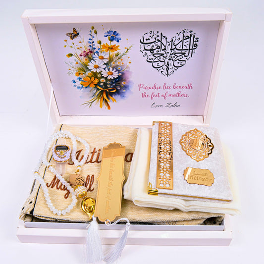 Personalized Prayer Mat Hijab Dua Book Tasbih Dhikr Count Bookmark Set - Islamic Elite Favors is a handmade gift shop offering a wide variety of unique and personalized gifts for all occasions. Whether you're looking for the perfect Ramadan, Eid, Hajj, wedding gift or something special for a birthday, baby shower or anniversary, we have something for everyone. High quality, made with love.