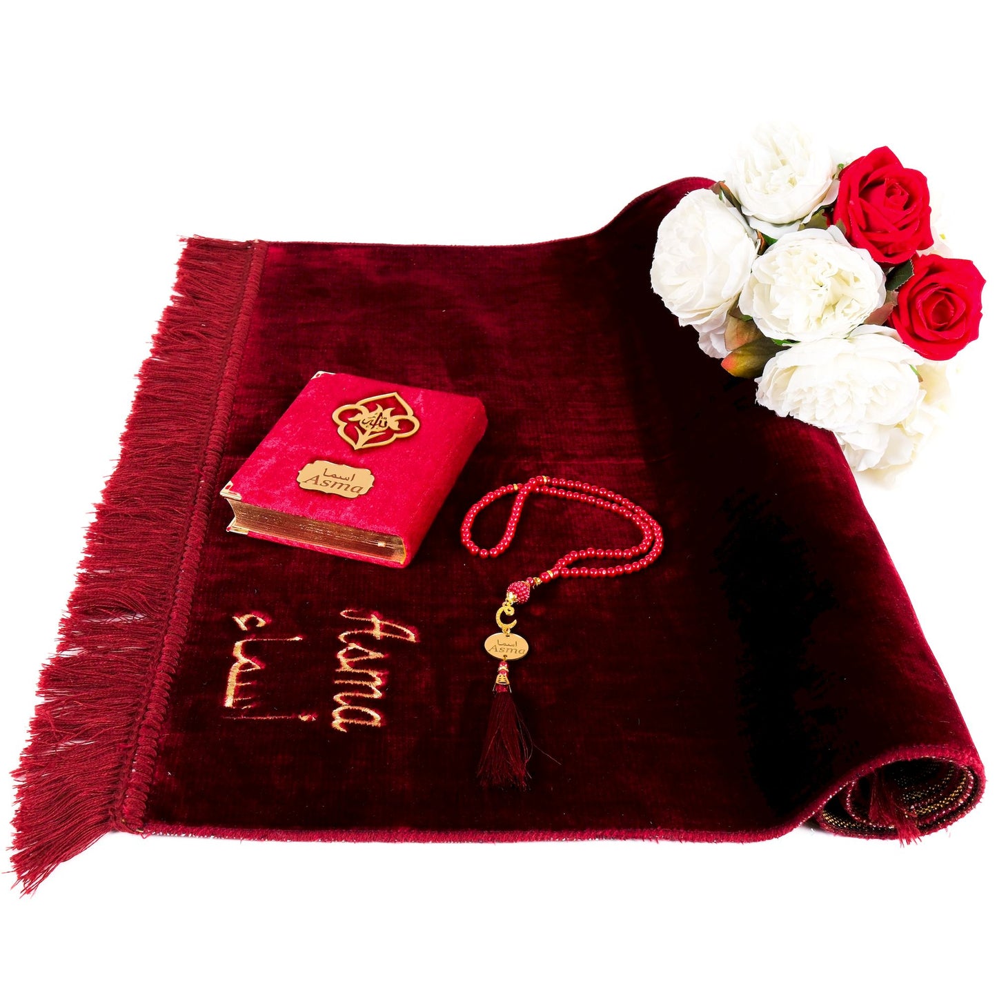 Personalized Elegant Velvet Prayer Mat Quran Tasbeeh Islamic Gift Set - Islamic Elite Favors is a handmade gift shop offering a wide variety of unique and personalized gifts for all occasions. Whether you're looking for the perfect Ramadan, Eid, Hajj, wedding gift or something special for a birthday, baby shower or anniversary, we have something for everyone. High quality, made with love.