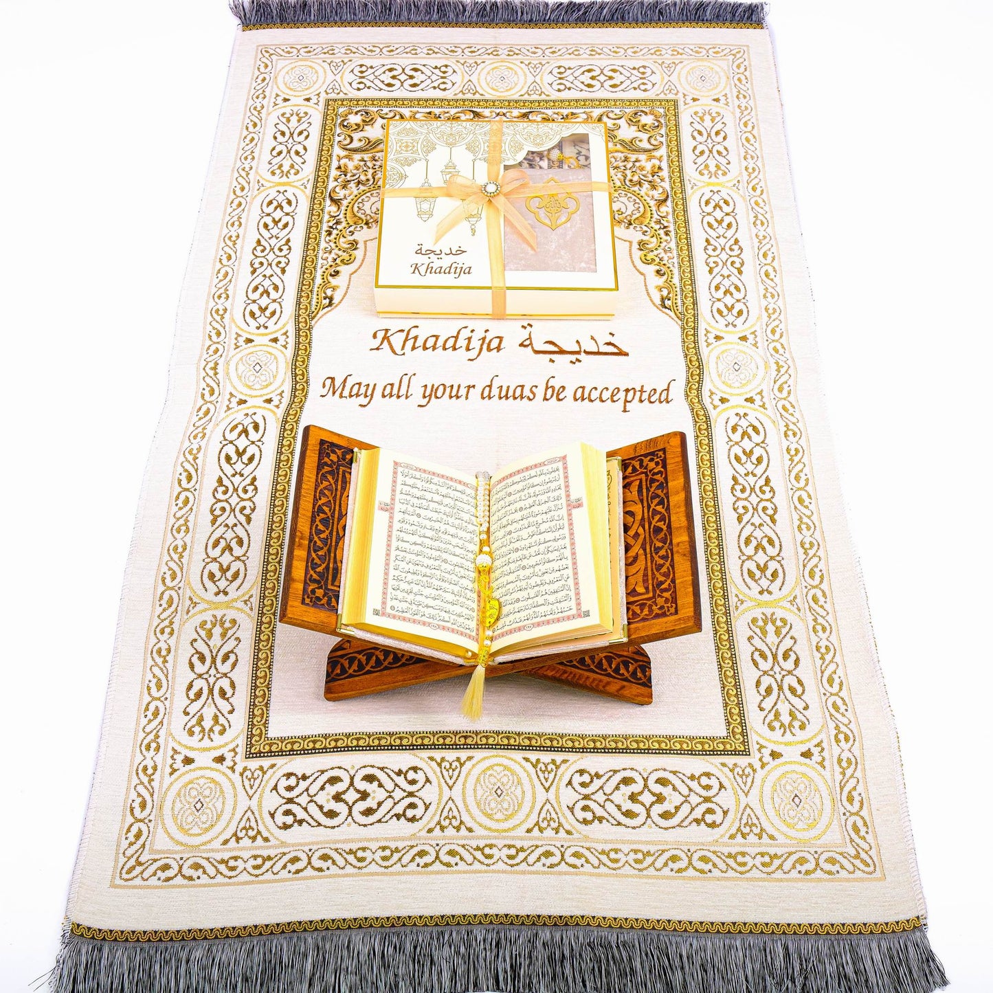 Personalized Muslim Prayer Mat Quran Tasbeeh Ramadan Eid Gift Peaceful Set - Islamic Elite Favors is a handmade gift shop offering a wide variety of unique and personalized gifts for all occasions. Whether you're looking for the perfect Ramadan, Eid, Hajj, wedding gift or something special for a birthday, baby shower or anniversary, we have something for everyone. High quality, made with love.