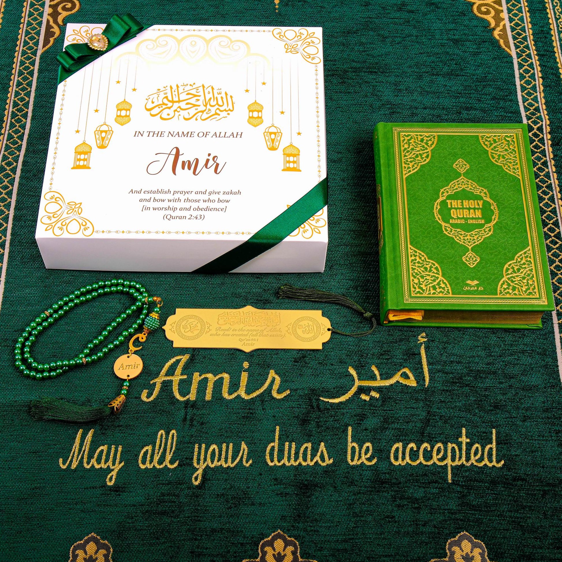 Personalized English Translated Quran Prayer Mat Tasbeeh Islamic Gift Set, Ramadan Eid Hajj Umrah Birthday Muslim Gift - Islamic Elite Favors is a handmade gift shop offering a wide variety of unique and personalized gifts for all occasions. Whether you're looking for the perfect Ramadan, Eid, Hajj, wedding gift or something special for a birthday, baby shower or anniversary, we have something for everyone. High quality, made with love.