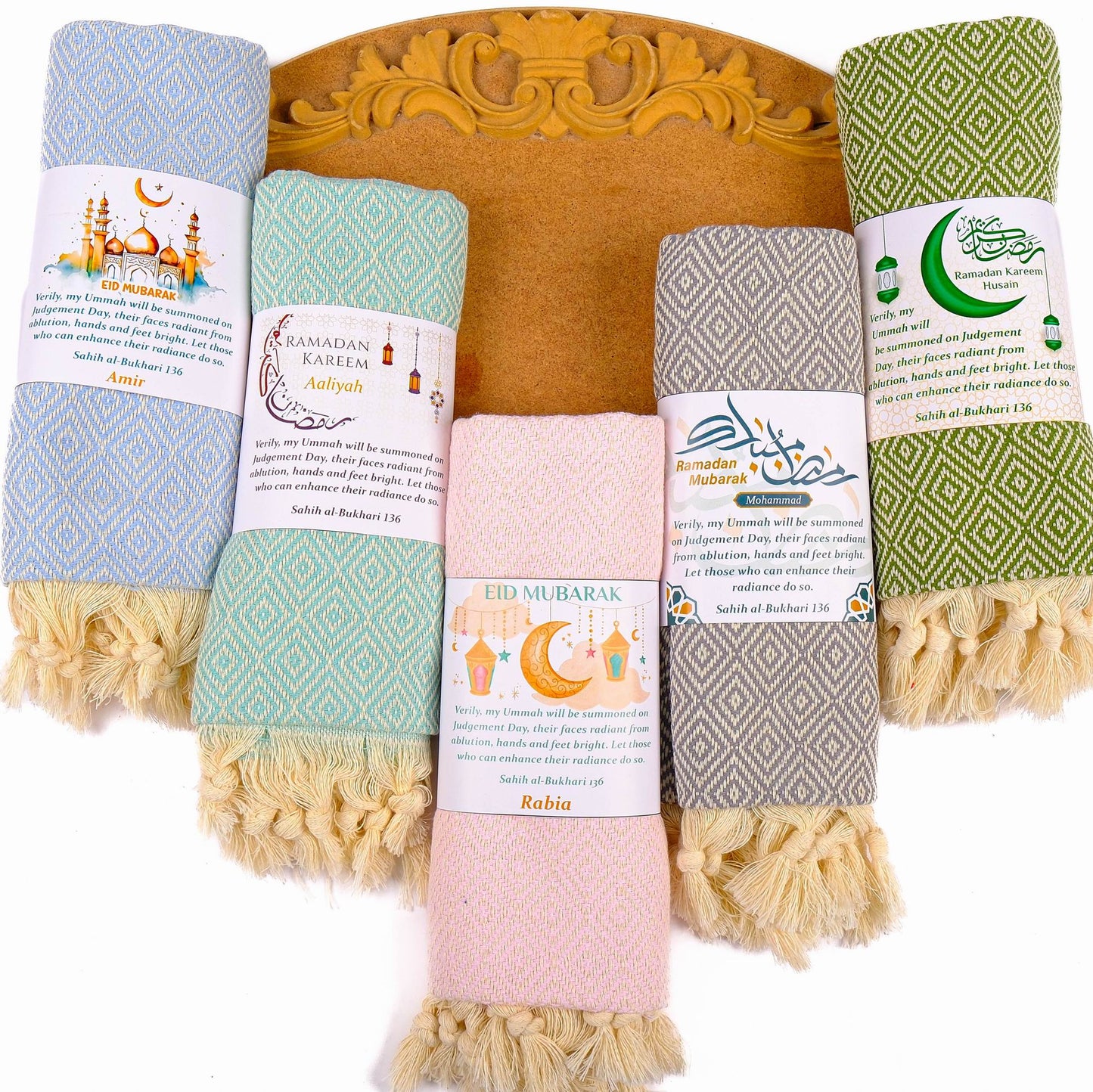Personalized Turkish Cotton Peshtemal Towels, Custom Ramadan Eid Muslim Party Favors - Islamic Elite Favors is a handmade gift shop offering a wide variety of unique and personalized gifts for all occasions. Whether you're looking for the perfect Ramadan, Eid, Hajj, wedding gift or something special for a birthday, baby shower or anniversary, we have something for everyone. High quality, made with love.