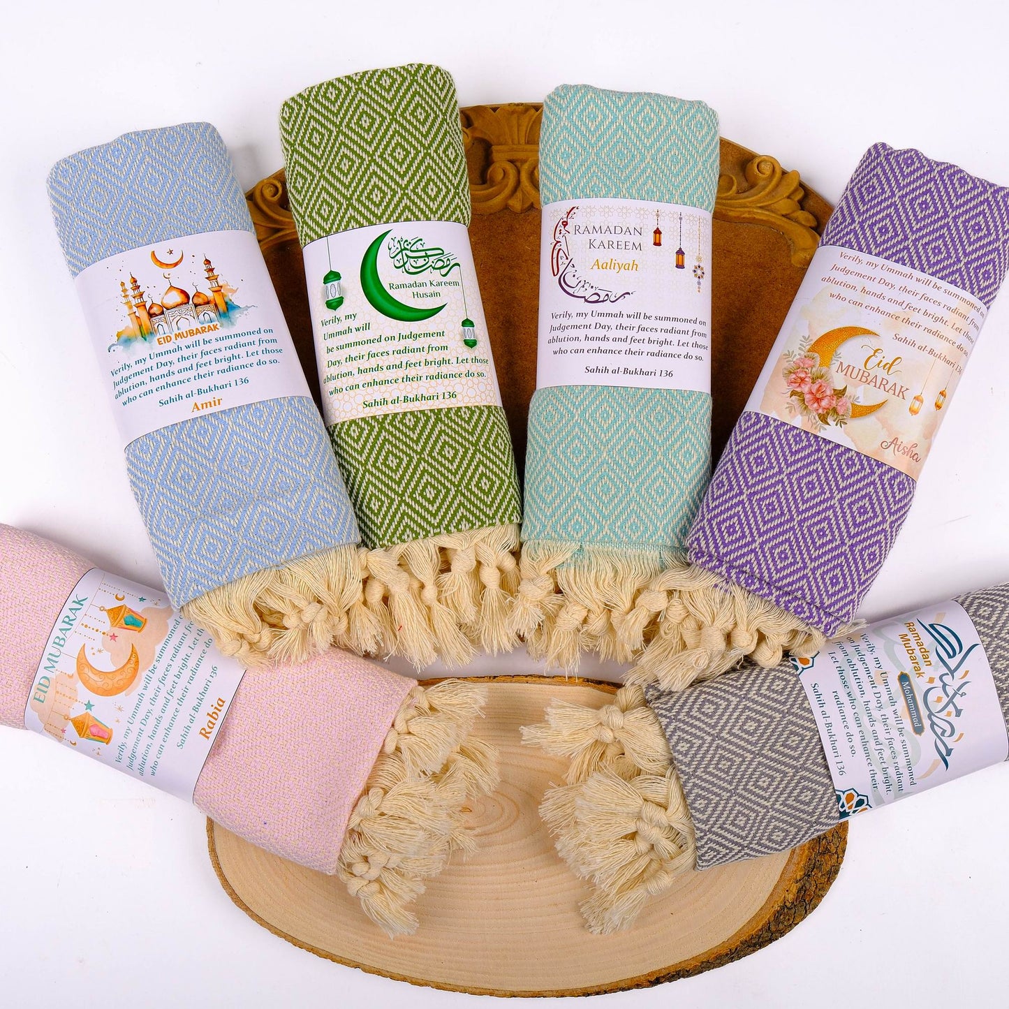 Personalized Turkish Cotton Peshtemal Towels, Custom Ramadan Eid Muslim Party Favors - Islamic Elite Favors is a handmade gift shop offering a wide variety of unique and personalized gifts for all occasions. Whether you're looking for the perfect Ramadan, Eid, Hajj, wedding gift or something special for a birthday, baby shower or anniversary, we have something for everyone. High quality, made with love.