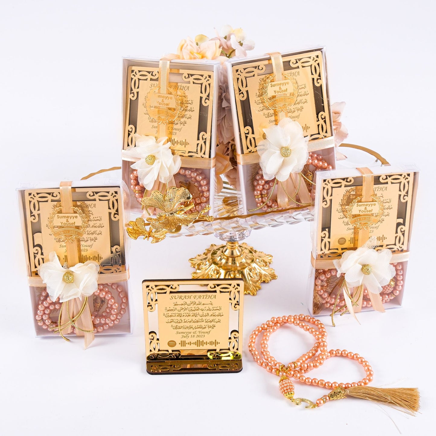 Personalized Surah Al-Fatihah on Stand & Tasbeeh Islamic Wedding Favor - Islamic Elite Favors is a handmade gift shop offering a wide variety of unique and personalized gifts for all occasions. Whether you're looking for the perfect Ramadan, Eid, Hajj, wedding gift or something special for a birthday, baby shower or anniversary, we have something for everyone. High quality, made with love.