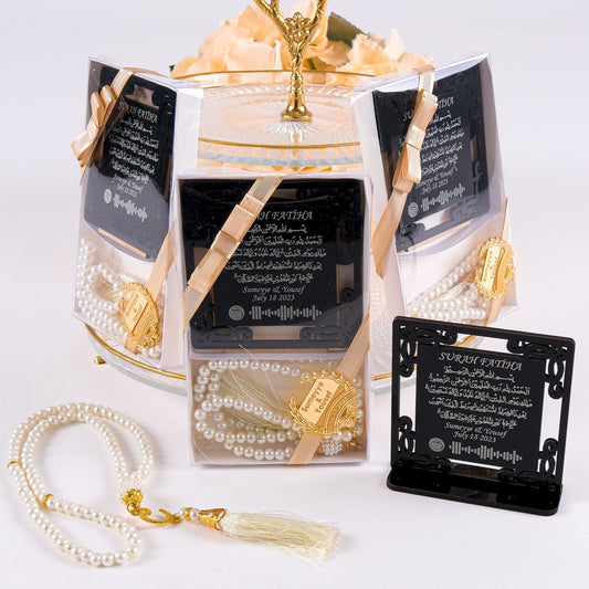 Personalized Surah Al-Fatihah on Stand & Tasbeeh Islamic Wedding Favor - Islamic Elite Favors is a handmade gift shop offering a wide variety of unique and personalized gifts for all occasions. Whether you're looking for the perfect Ramadan, Eid, Hajj, wedding gift or something special for a birthday, baby shower or anniversary, we have something for everyone. High quality, made with love.