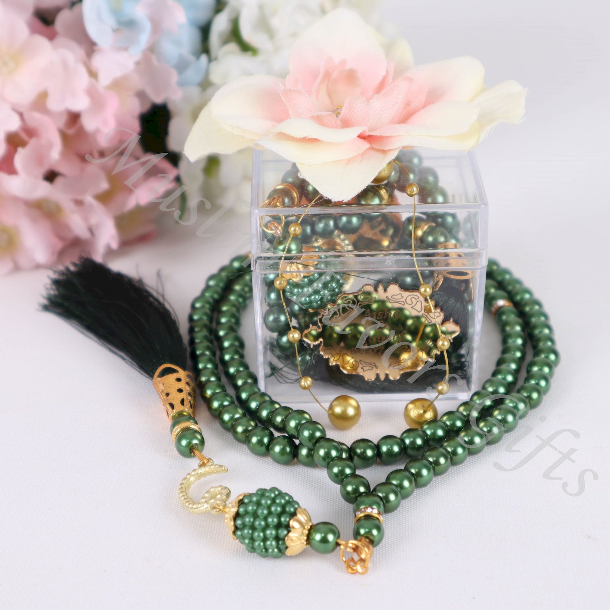 Personalized Pearl Prayer Beads Tasbeeh Masbaha Islamic Wedding Gift - Islamic Elite Favors is a handmade gift shop offering a wide variety of unique and personalized gifts for all occasions. Whether you're looking for the perfect Ramadan, Eid, Hajj, wedding gift or something special for a birthday, baby shower or anniversary, we have something for everyone. High quality, made with love.