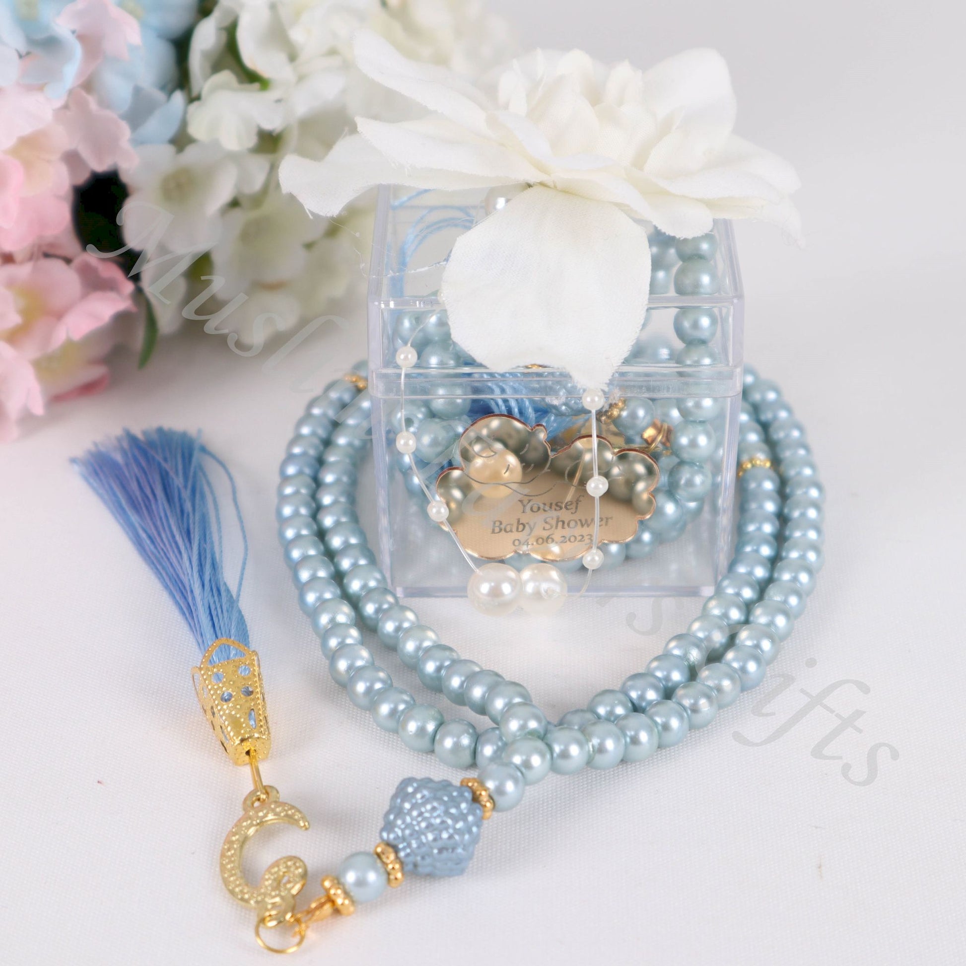 Personalized Pearl Prayer Beads Tasbeeh Masbaha Islamic Wedding Gift - Islamic Elite Favors is a handmade gift shop offering a wide variety of unique and personalized gifts for all occasions. Whether you're looking for the perfect Ramadan, Eid, Hajj, wedding gift or something special for a birthday, baby shower or anniversary, we have something for everyone. High quality, made with love.