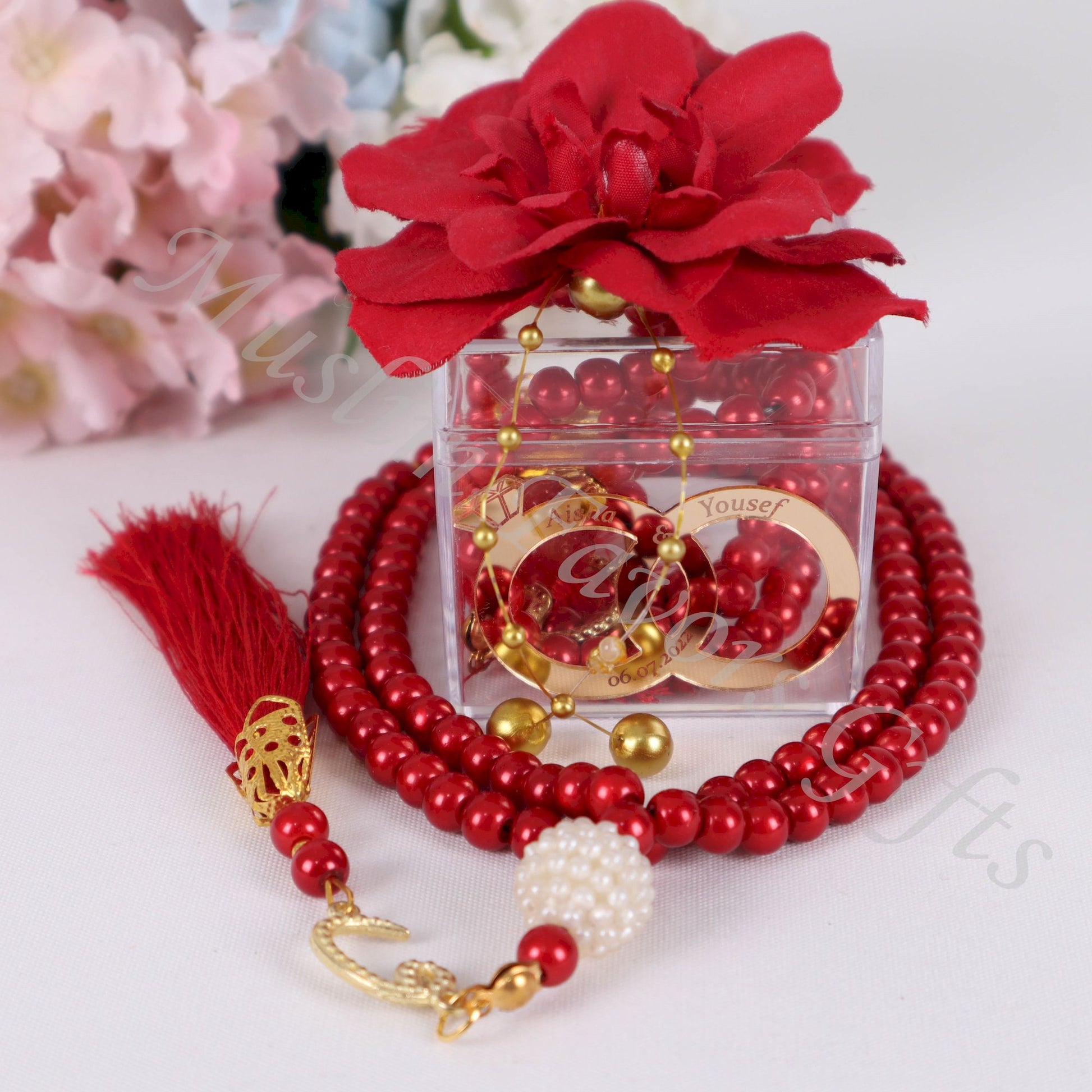 Personalized Pearl Prayer Beads Tasbeeh Masbaha Islamic Wedding Gift - Islamic Elite Favors is a handmade gift shop offering a wide variety of unique and personalized gifts for all occasions. Whether you're looking for the perfect Ramadan, Eid, Hajj, wedding gift or something special for a birthday, baby shower or anniversary, we have something for everyone. High quality, made with love.