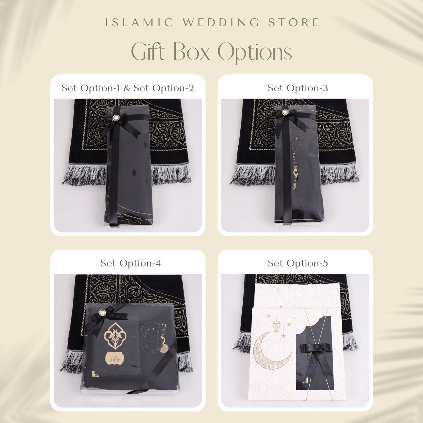 Personalized Taffeta Prayer Mat Quran Tasbeeh Islamic Muslim Gift Set - Islamic Elite Favors is a handmade gift shop offering a wide variety of unique and personalized gifts for all occasions. Whether you're looking for the perfect Ramadan, Eid, Hajj, wedding gift or something special for a birthday, baby shower or anniversary, we have something for everyone. High quality, made with love.