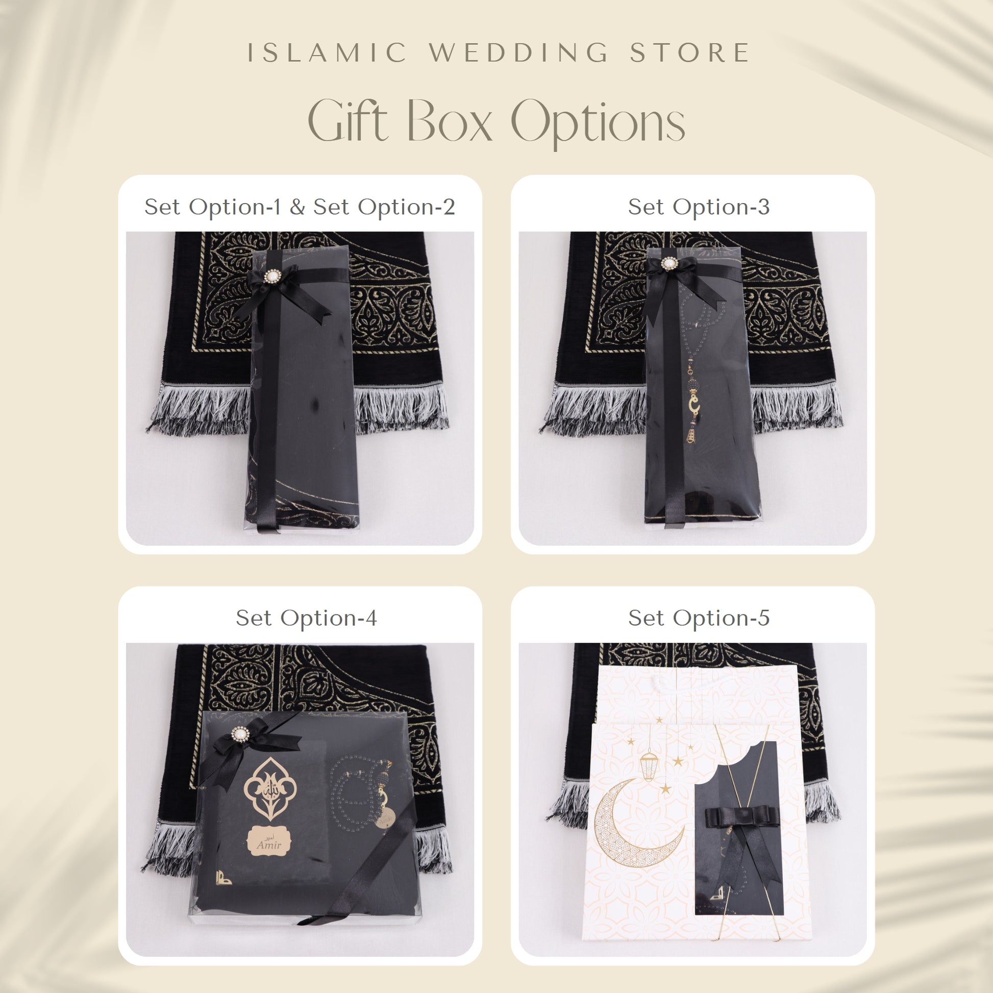 Personalized Taffeta Prayer Mat Quran Tasbeeh Islamic Muslim Gift Set - Islamic Elite Favors is a handmade gift shop offering a wide variety of unique and personalized gifts for all occasions. Whether you're looking for the perfect Ramadan, Eid, Hajj, wedding gift or something special for a birthday, baby shower or anniversary, we have something for everyone. High quality, made with love.