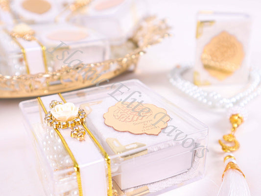 Personalized Mini Quran Tasbeeh Flower with Rhinestones Wedding Favor - Islamic Elite Favors is a handmade gift shop offering a wide variety of unique and personalized gifts for all occasions. Whether you're looking for the perfect Ramadan, Eid, Hajj, wedding gift or something special for a birthday, baby shower or anniversary, we have something for everyone. High quality, made with love.