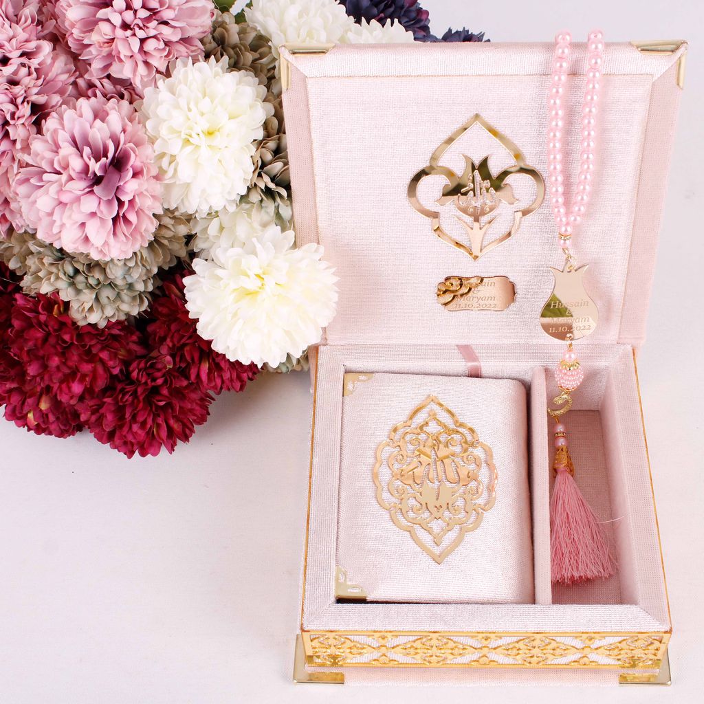 Personalized Velvet Quran Box Pearl Prayer Beads Islamic Muslim Wedding Gift Set - Islamic Elite Favors is a handmade gift shop offering a wide variety of unique and personalized gifts for all occasions. Whether you're looking for the perfect Ramadan, Eid, Hajj, wedding gift or something special for a birthday, baby shower or anniversary, we have something for everyone. High quality, made with love.