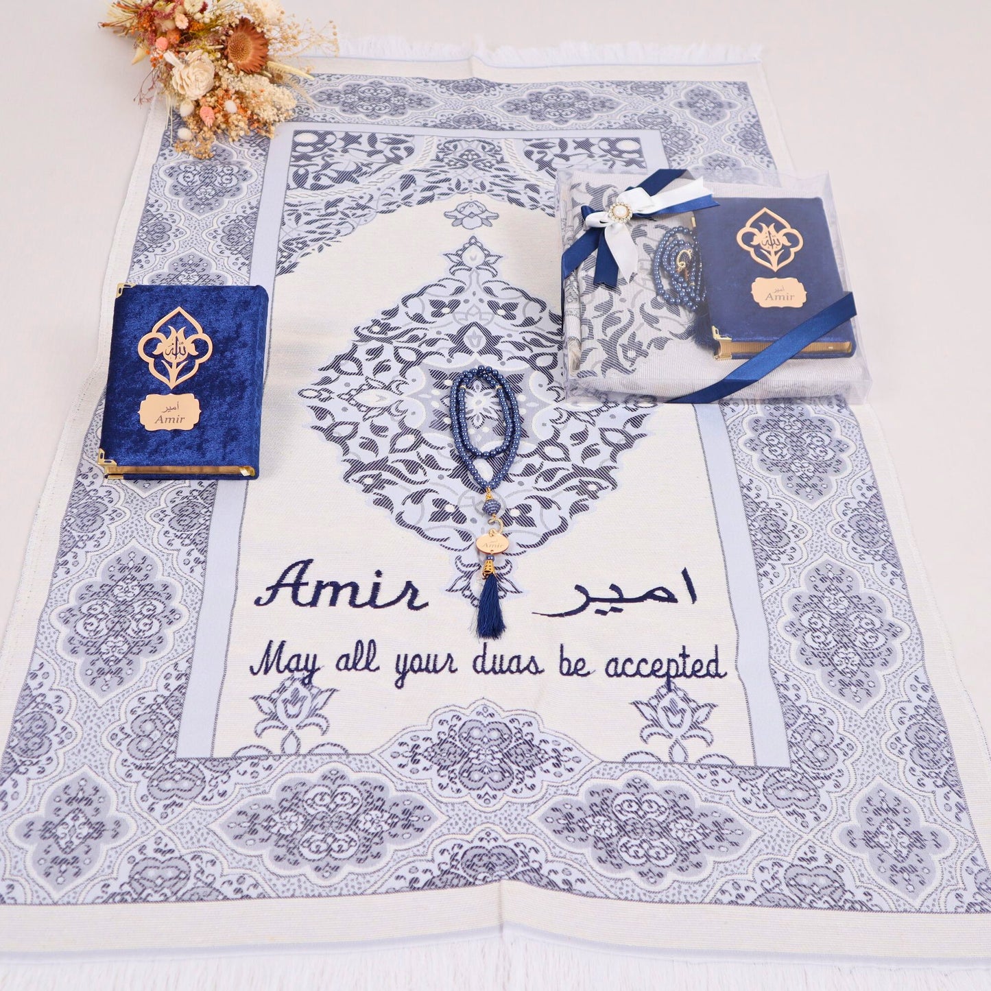 Personalized Travel Prayer Mat Quran Tasbeeh Islamic Muslim Gift Set - Islamic Elite Favors is a handmade gift shop offering a wide variety of unique and personalized gifts for all occasions. Whether you're looking for the perfect Ramadan, Eid, Hajj, wedding gift or something special for a birthday, baby shower or anniversary, we have something for everyone. High quality, made with love.