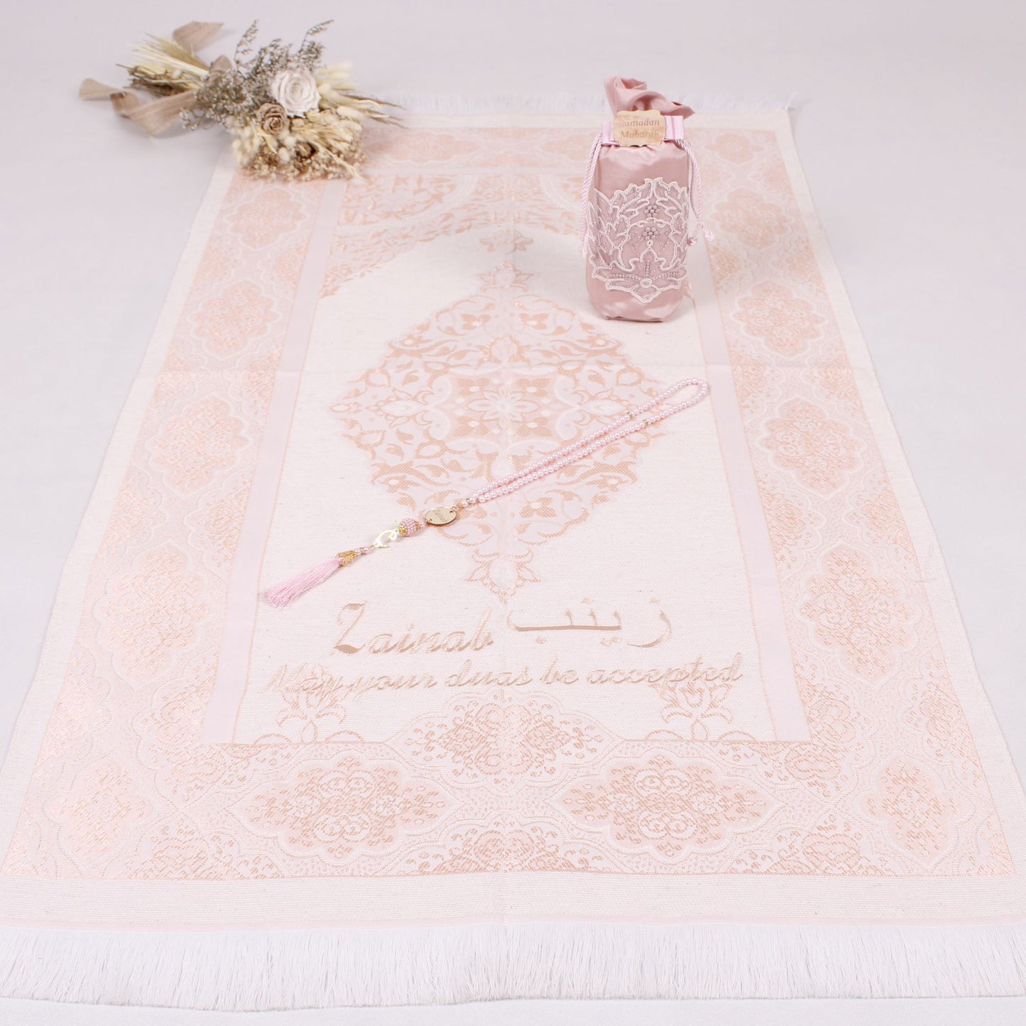 Personalized Pouch Travel Prayer Mat Tasbeeh Islamic Muslim Gift Set - Islamic Elite Favors is a handmade gift shop offering a wide variety of unique and personalized gifts for all occasions. Whether you're looking for the perfect Ramadan, Eid, Hajj, wedding gift or something special for a birthday, baby shower or anniversary, we have something for everyone. High quality, made with love.