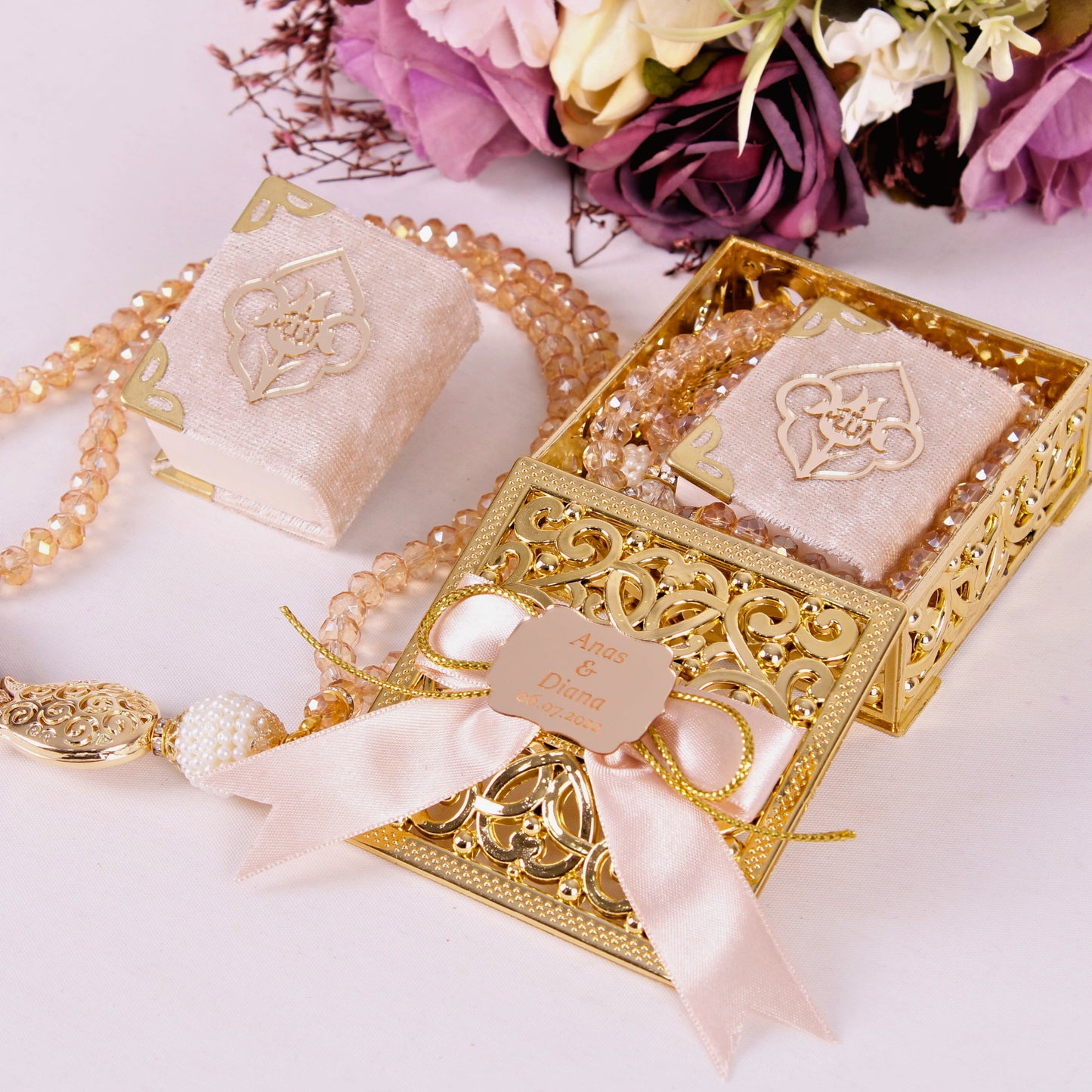Personalized Wedding Favor Stylish Mini Quran Crystal Tasbeeh Set - Islamic Elite Favors is a handmade gift shop offering a wide variety of unique and personalized gifts for all occasions. Whether you're looking for the perfect Ramadan, Eid, Hajj, wedding gift or something special for a birthday, baby shower or anniversary, we have something for everyone. High quality, made with love.