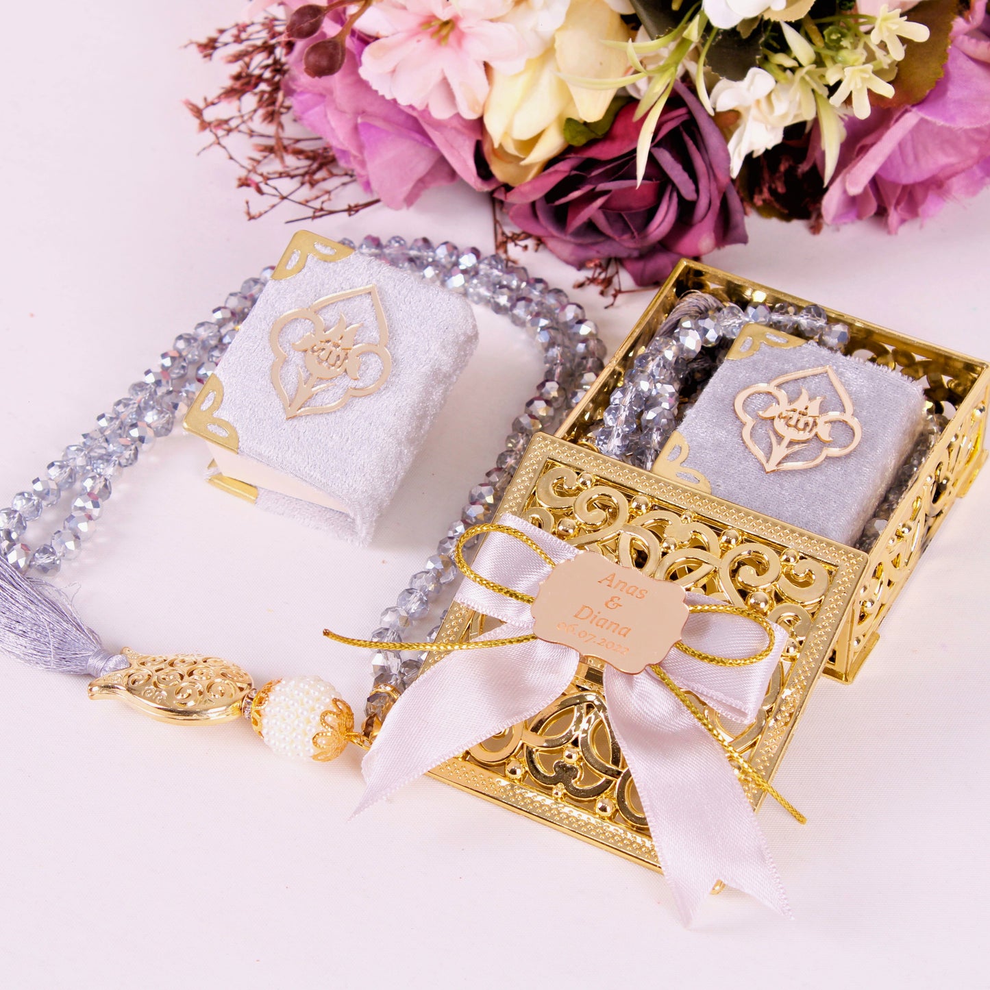 Personalized Wedding Favor Stylish Mini Quran Crystal Tasbeeh Set - Islamic Elite Favors is a handmade gift shop offering a wide variety of unique and personalized gifts for all occasions. Whether you're looking for the perfect Ramadan, Eid, Hajj, wedding gift or something special for a birthday, baby shower or anniversary, we have something for everyone. High quality, made with love.