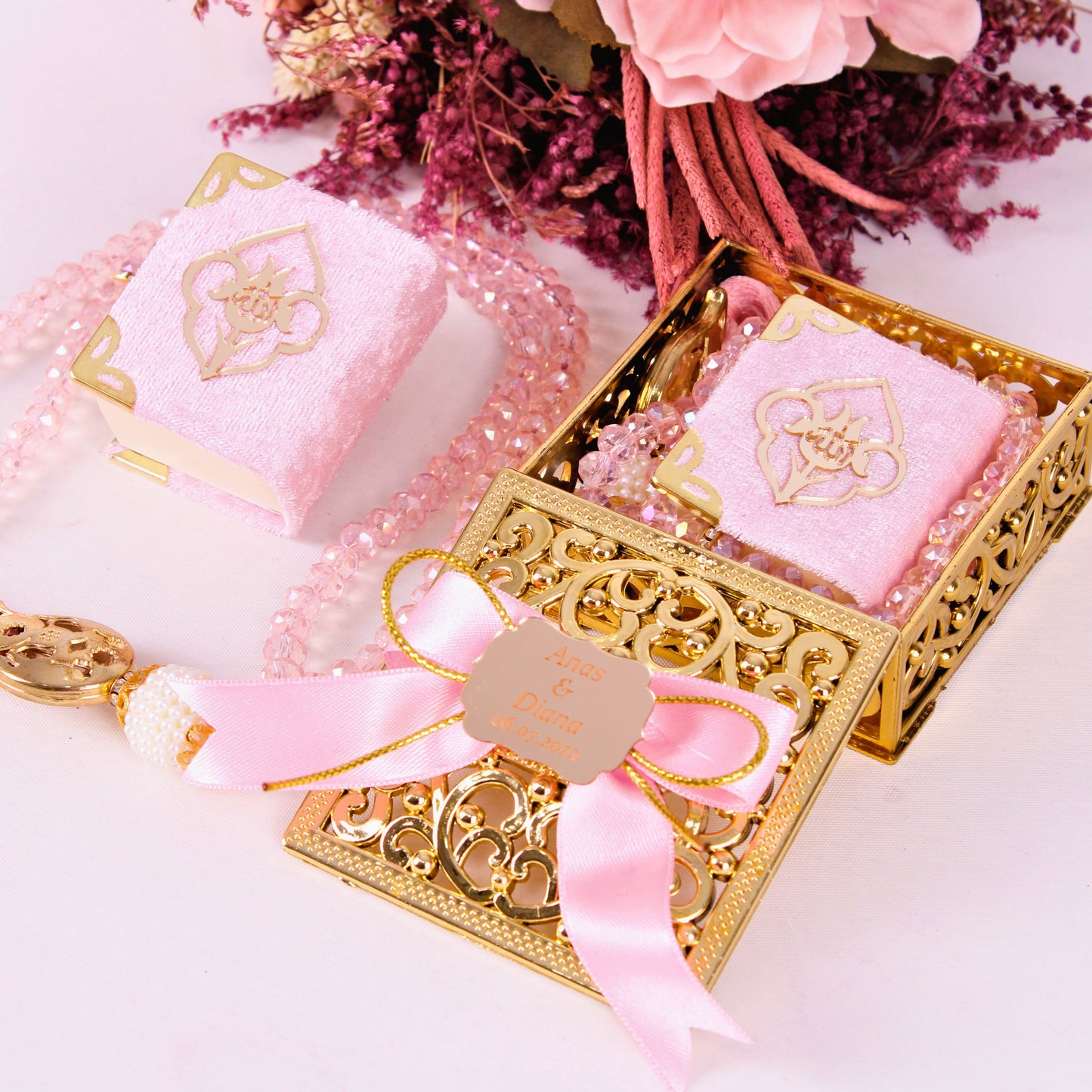 Personalized Wedding Favor Stylish Mini Quran Crystal Tasbeeh Set - Islamic Elite Favors is a handmade gift shop offering a wide variety of unique and personalized gifts for all occasions. Whether you're looking for the perfect Ramadan, Eid, Hajj, wedding gift or something special for a birthday, baby shower or anniversary, we have something for everyone. High quality, made with love.