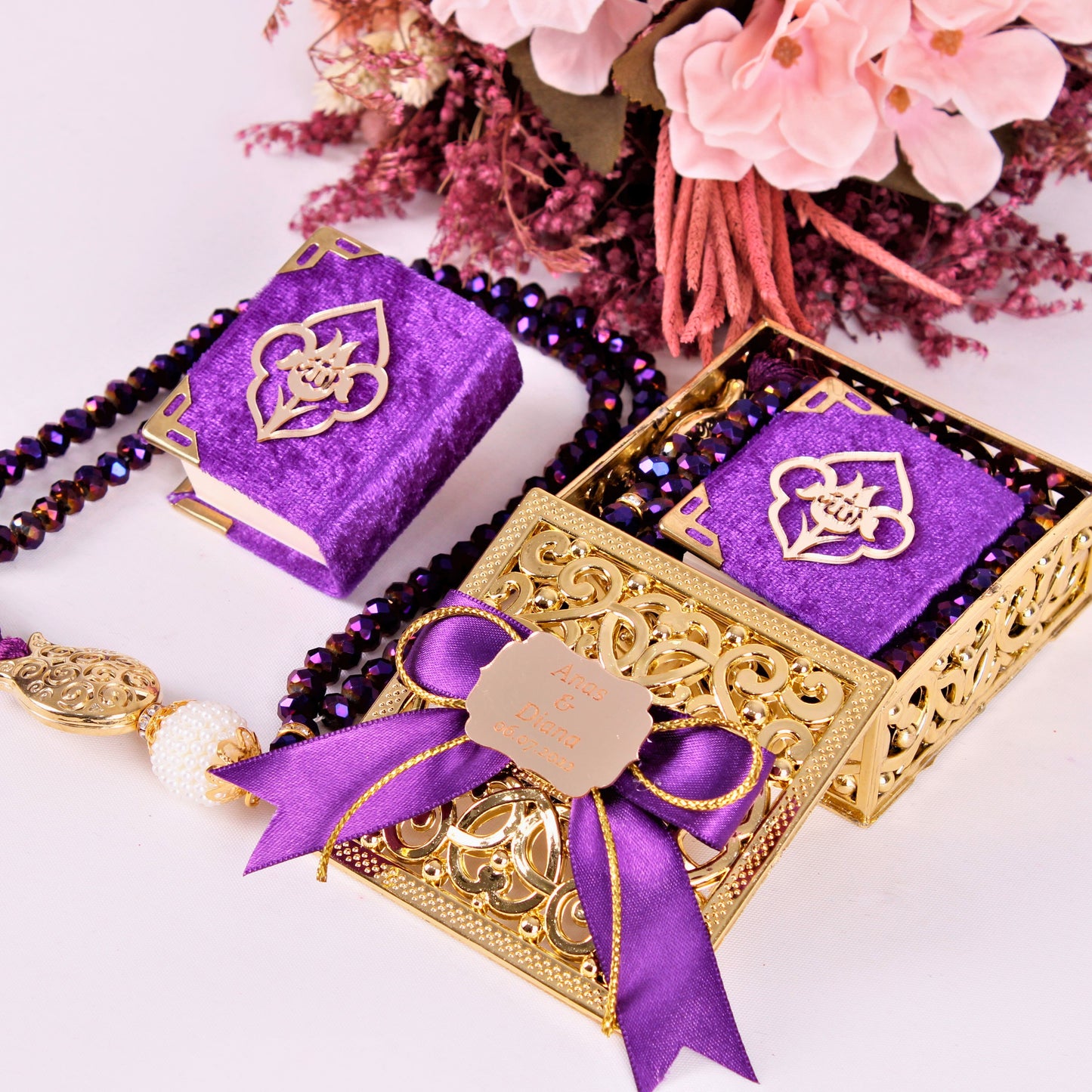 Personalized Wedding Favor Stylish Mini Quran Crystal Tasbeeh Set - Islamic Elite Favors is a handmade gift shop offering a wide variety of unique and personalized gifts for all occasions. Whether you're looking for the perfect Ramadan, Eid, Hajj, wedding gift or something special for a birthday, baby shower or anniversary, we have something for everyone. High quality, made with love.